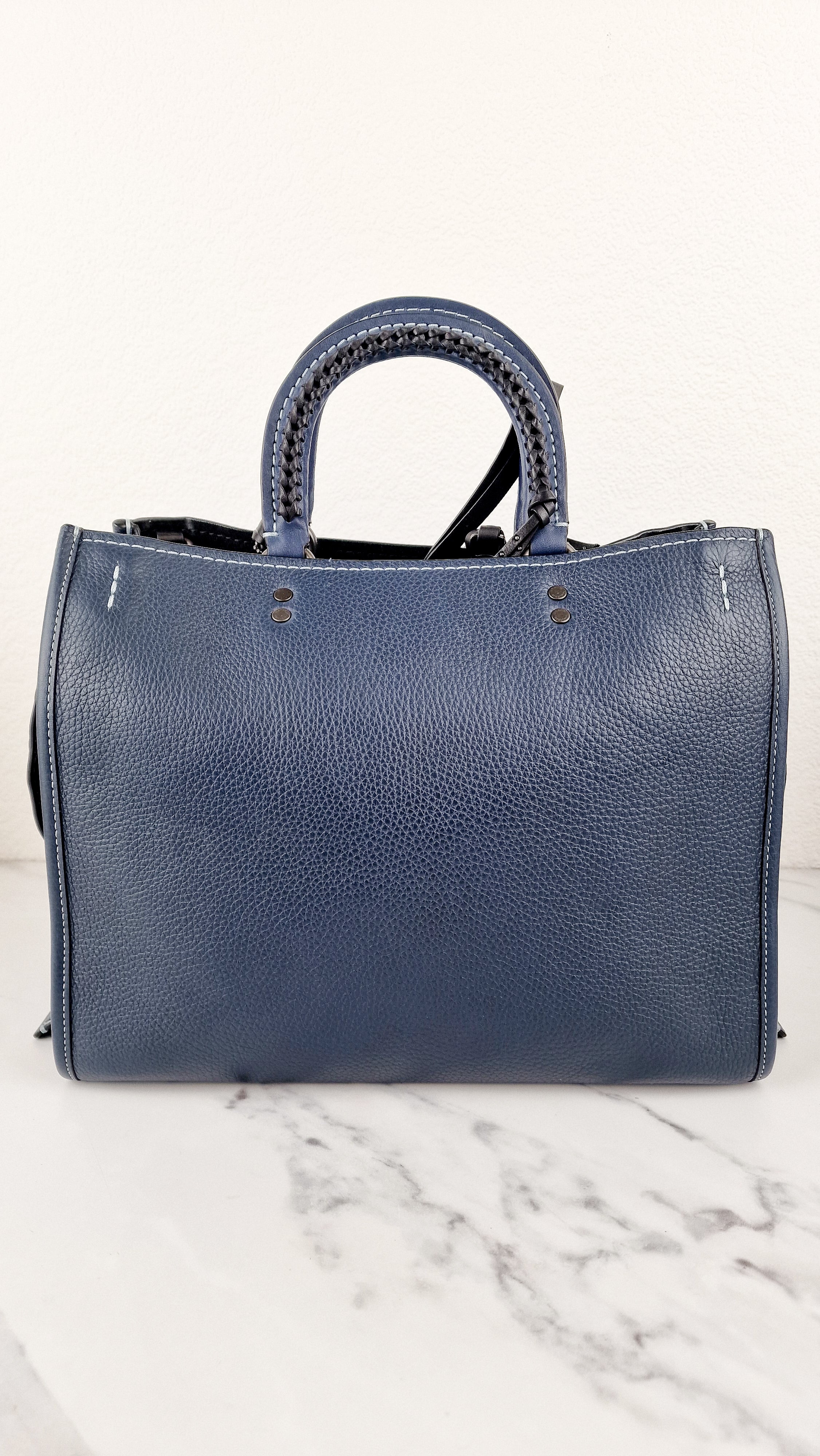 Coach 1941 Rogue 31 Prussian Blue Western Whiplash Whipstitch with Black Suede Lining Handbag Coach 58122 - Image 8