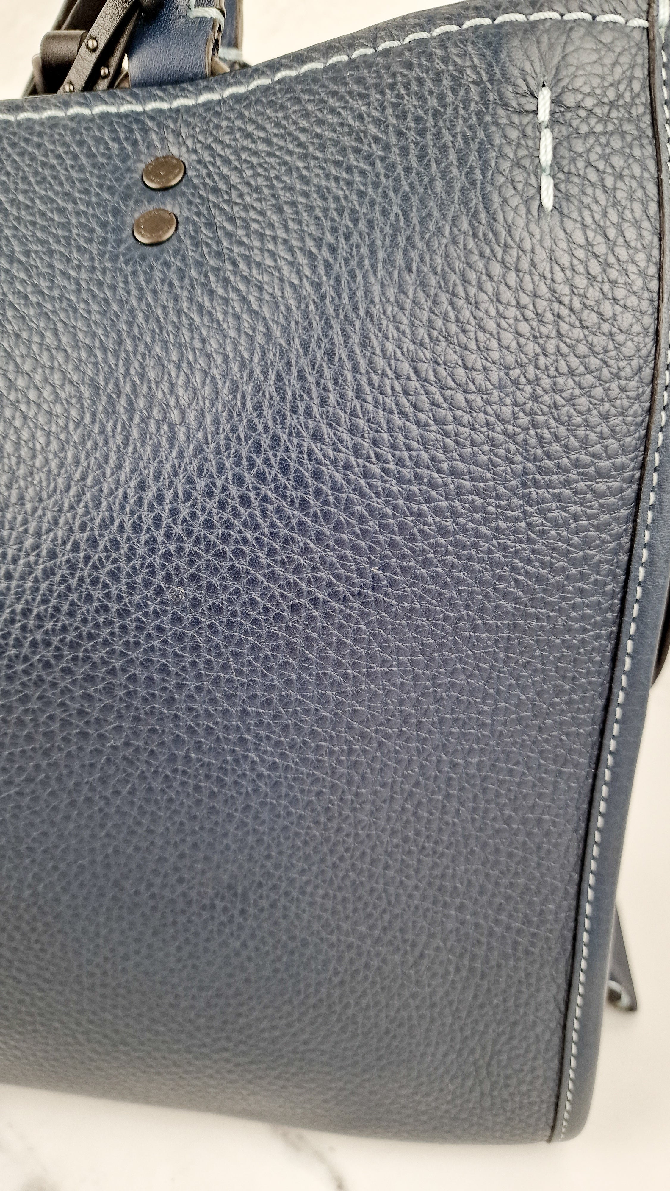 Coach 1941 Rogue 31 Prussian Blue Western Whiplash Whipstitch with Black Suede Lining Handbag Coach 58122 - Image 9