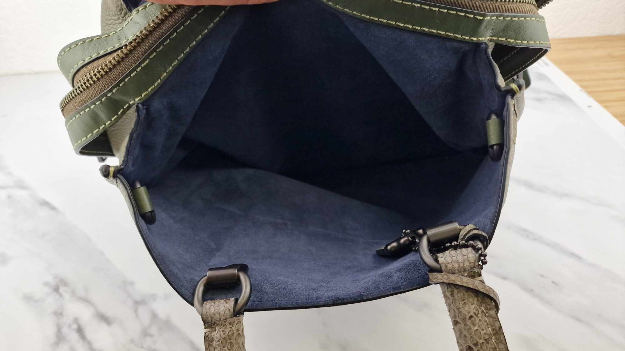Coach 1941 Rogue 36 in Army Green Olive with Genuine Snakeskin Handles - Shoulder Bag Handbag - Coach 58965 - Image 14