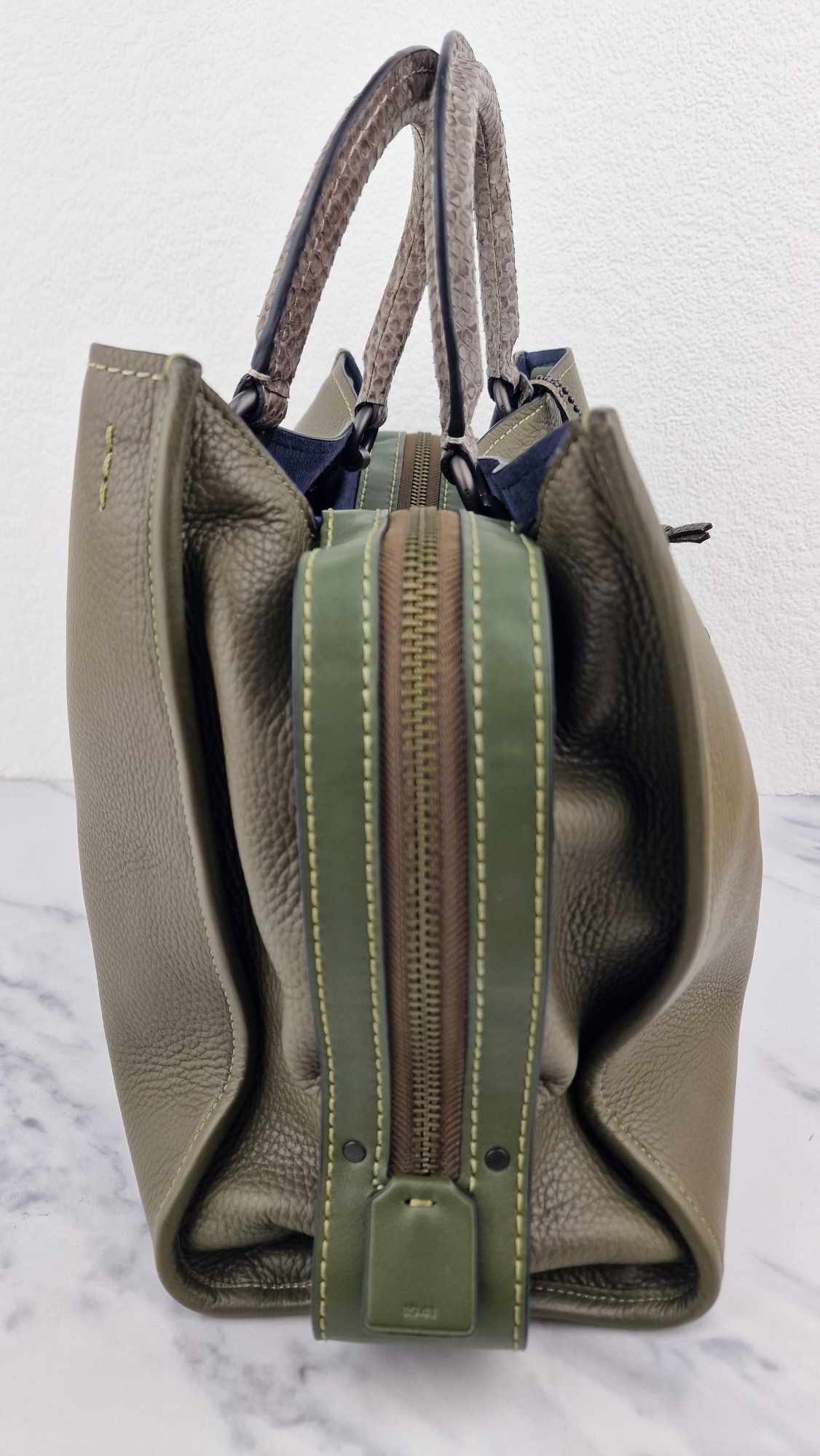 Coach 1941 Rogue 36 in Army Green Olive with Genuine Snakeskin Handles - Shoulder Bag Handbag - Coach 58965 - Image 2