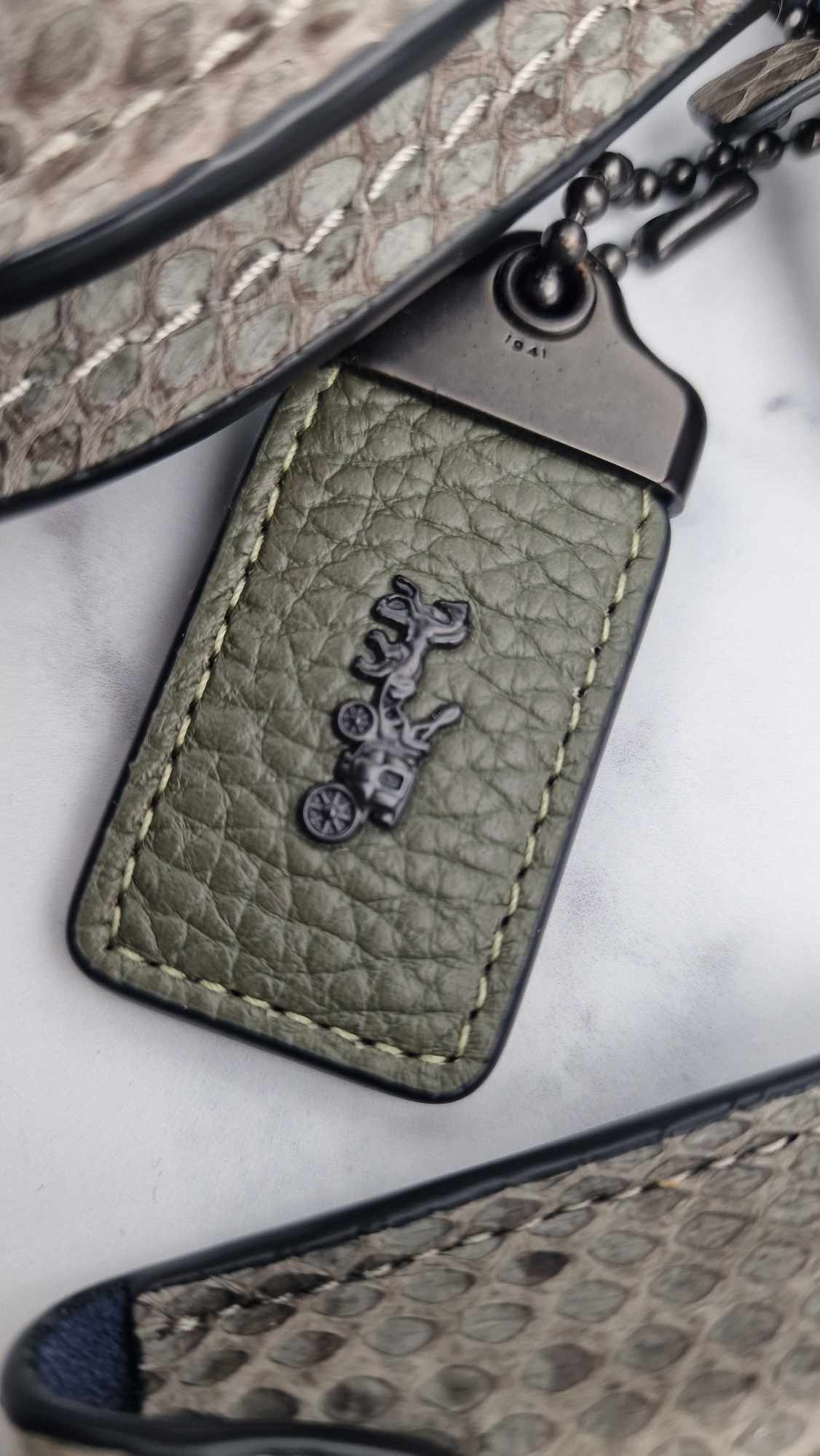 Coach 1941 Rogue 36 in Army Green Olive with Genuine Snakeskin Handles - Shoulder Bag Handbag - Coach 58965 - Image 21