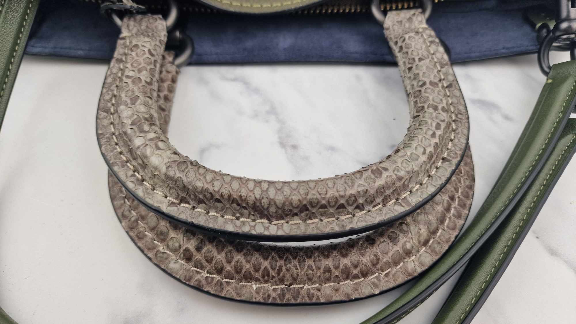 Coach 1941 Rogue 36 in Army Green Olive with Genuine Snakeskin Handles - Shoulder Bag Handbag - Coach 58965 - Image 22