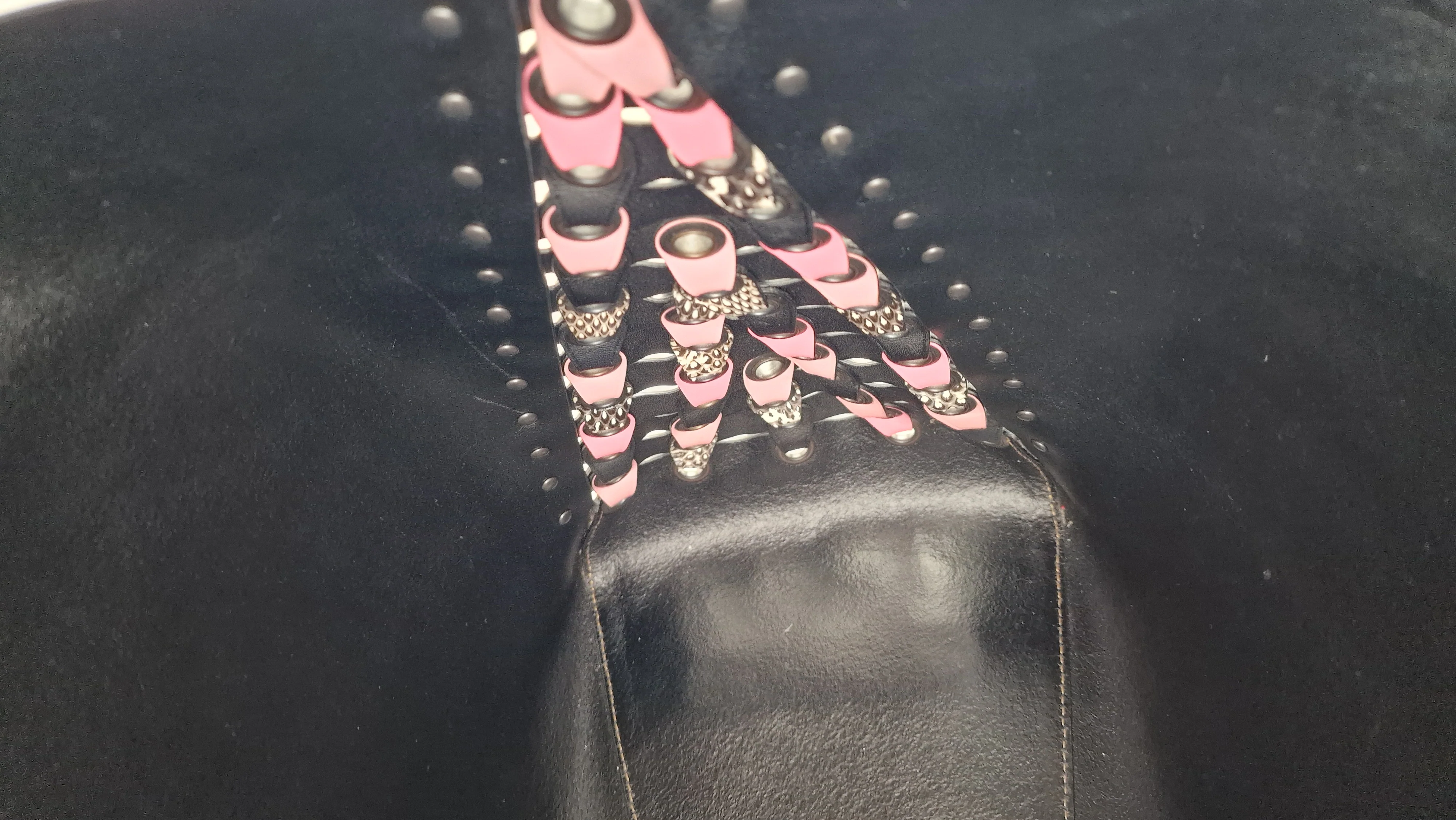 Coach 1941 Rogue Tote Bag With Links in Black & Pink With Snakeskin Handles - Image 15