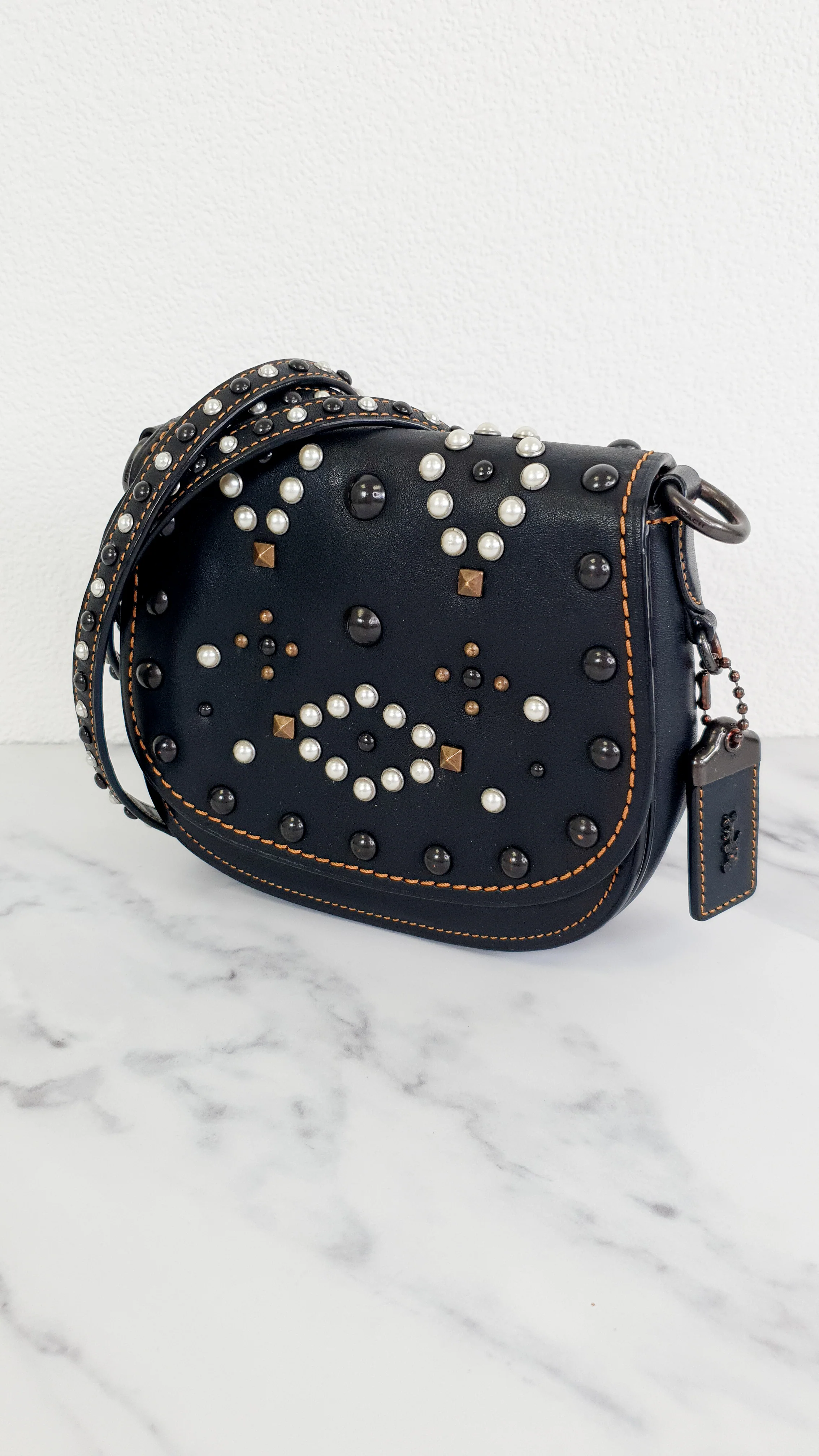 Coach 1941 Saddle 17 Bag with Western Rivets in Black - Crossbody Flap Bag - Coach F56564