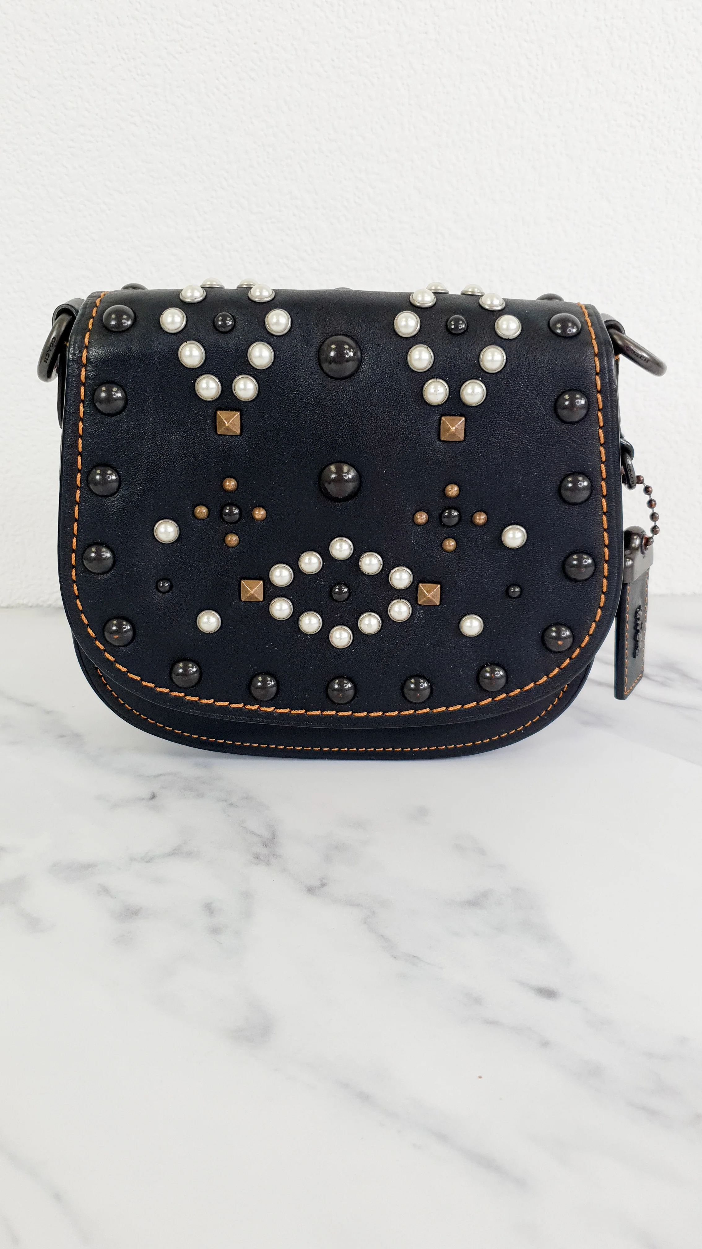 Coach 1941 Saddle 17 Bag with Western Rivets in Black - Crossbody Flap Bag - Coach F56564 - Image 3