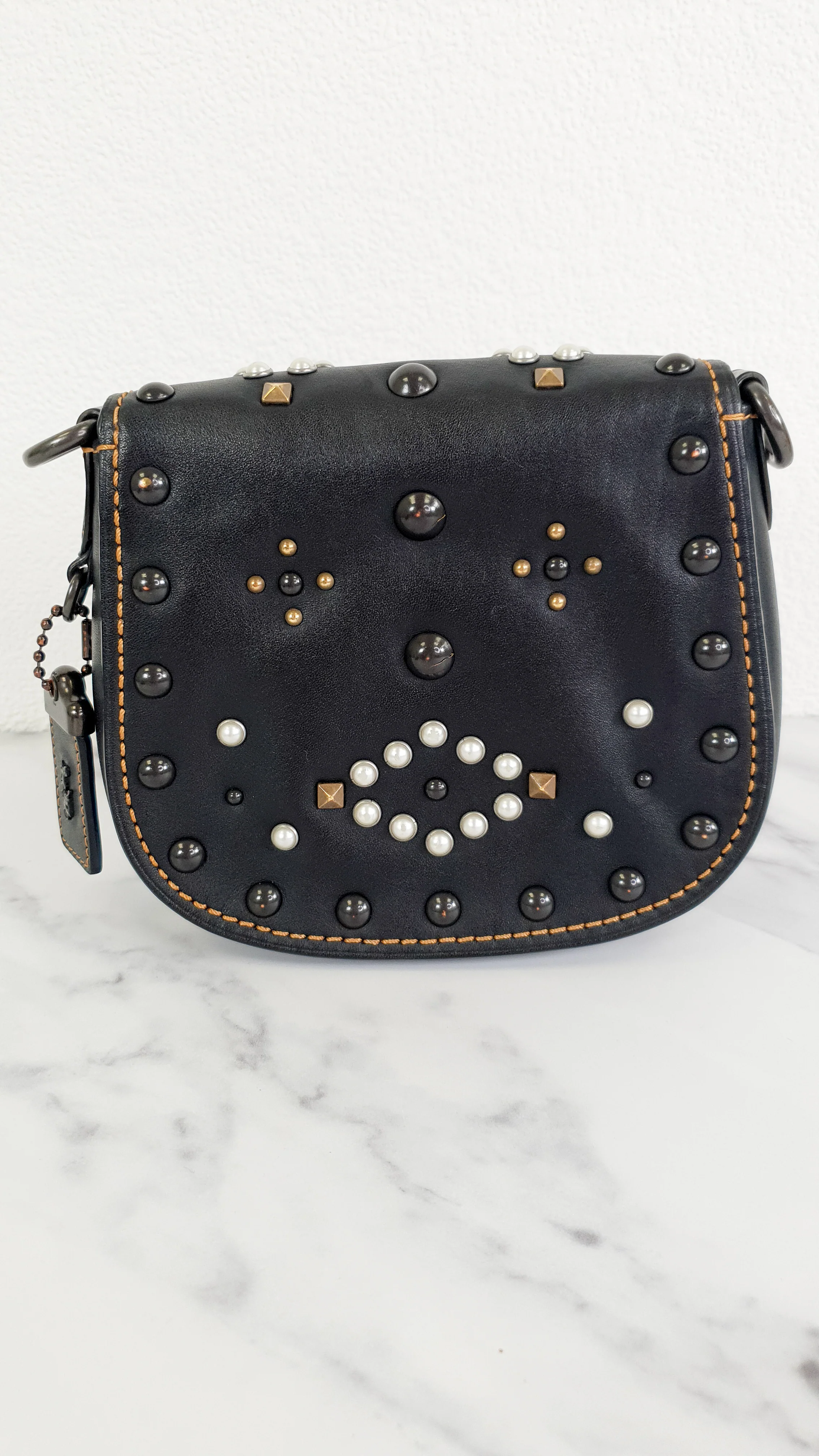 Coach 1941 Saddle 17 Bag with Western Rivets in Black - Crossbody Flap Bag - Coach F56564 - Image 6