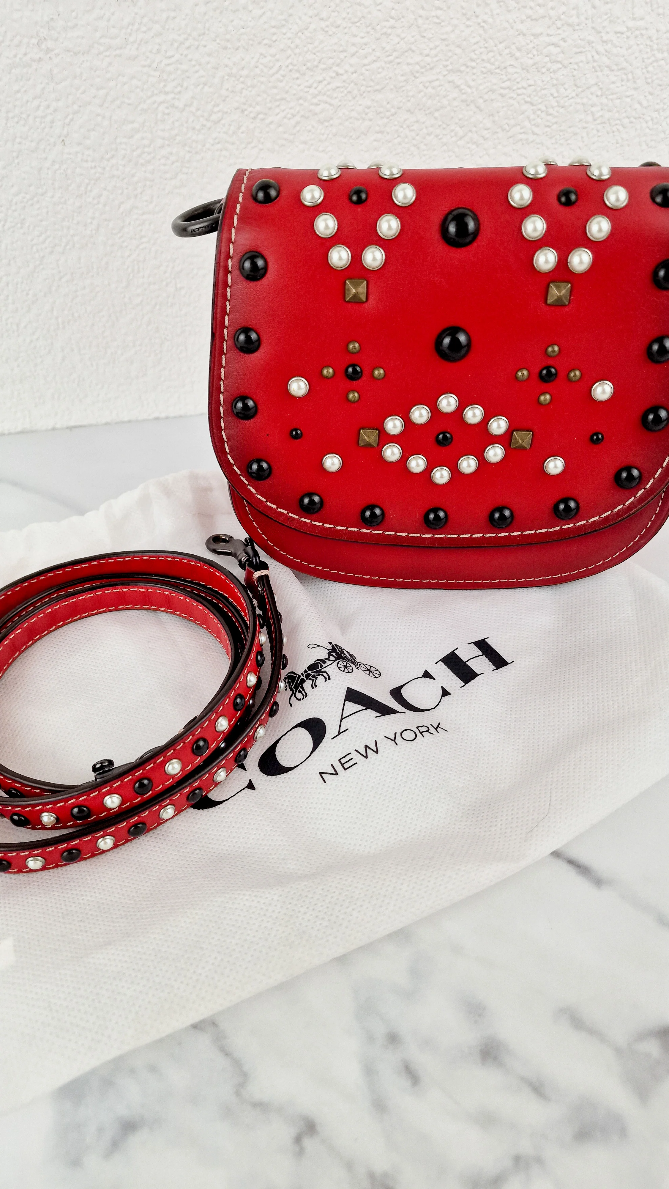 Coach 1941 Saddle 17 With Western Rivets in Red Leather Crossbody Bag - Coach 56564 - Image 13