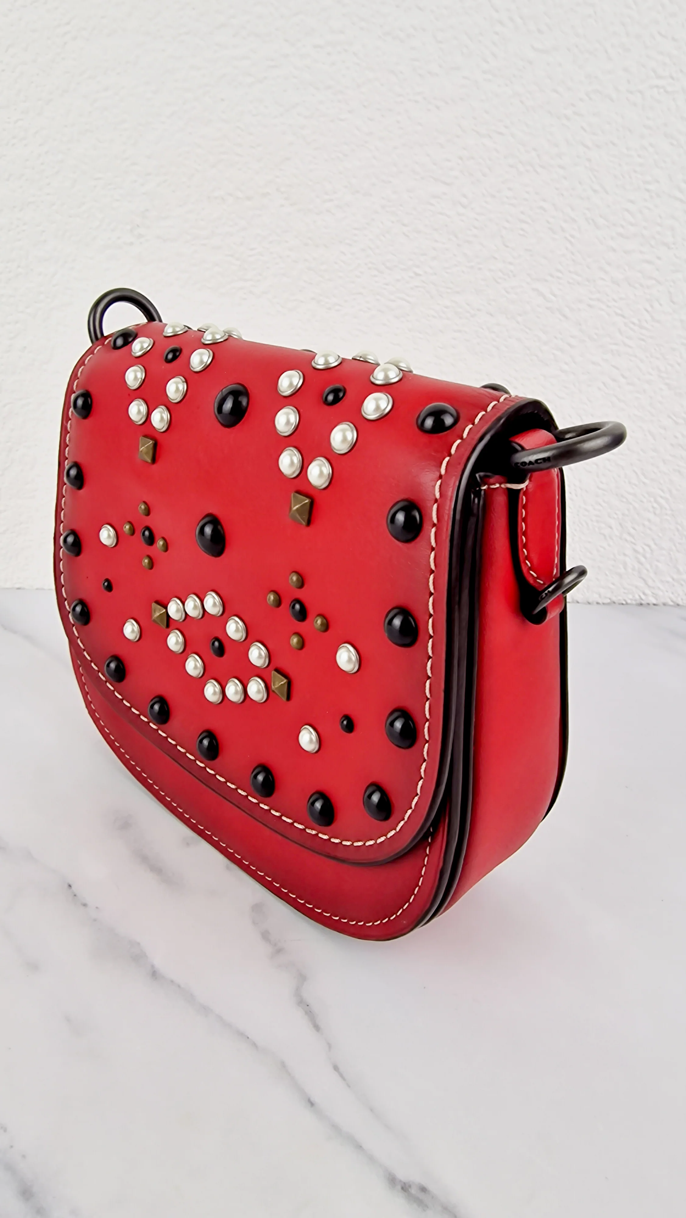 Coach 1941 Saddle 17 With Western Rivets in Red Leather Crossbody Bag - Coach 56564 - Image 14
