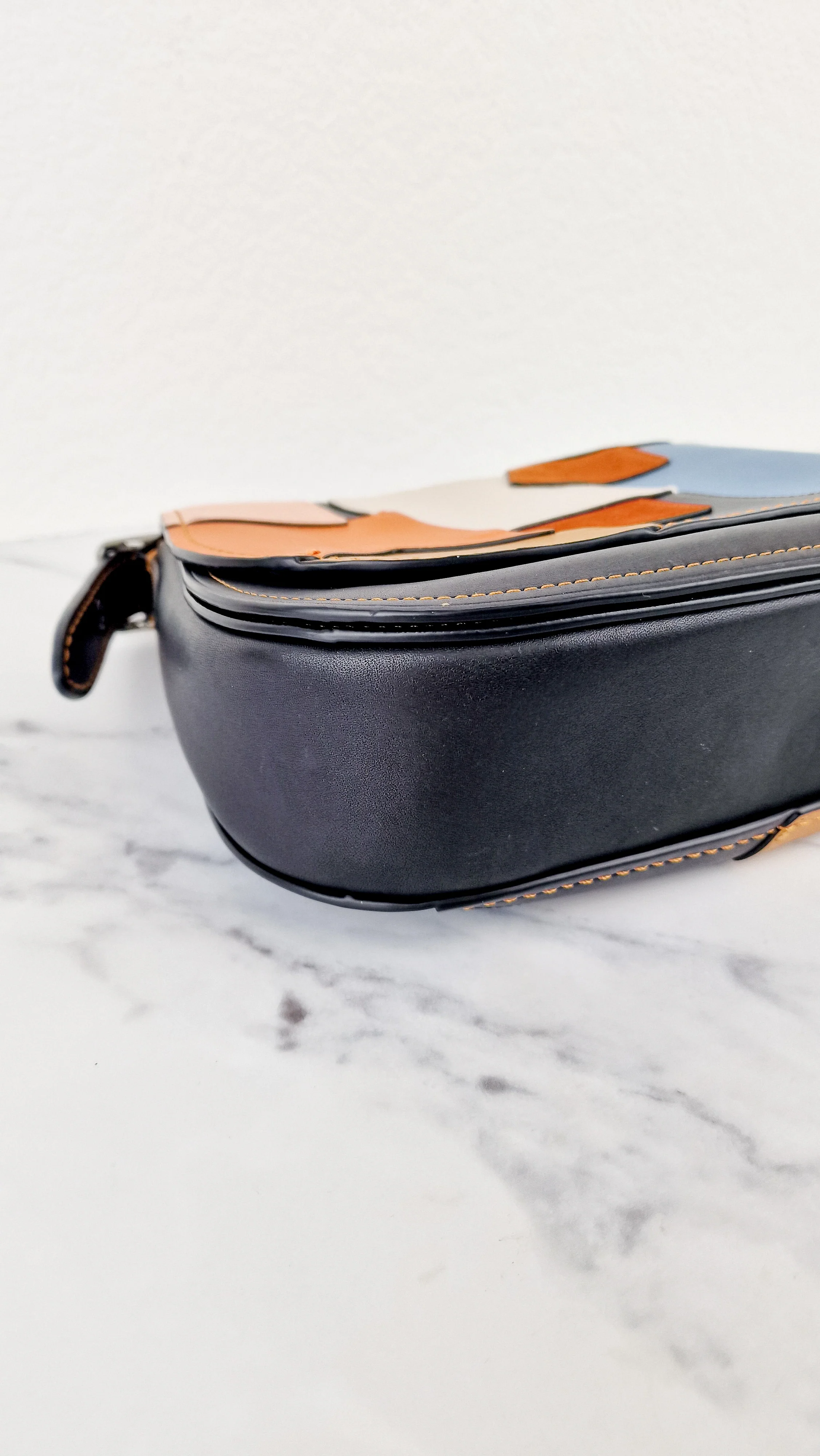 Coach 1941 Saddle 23 Bag in Black with Patchwork Orange Blue Green - Crossbody Shoulder Bag Coach 38482 - Image 7