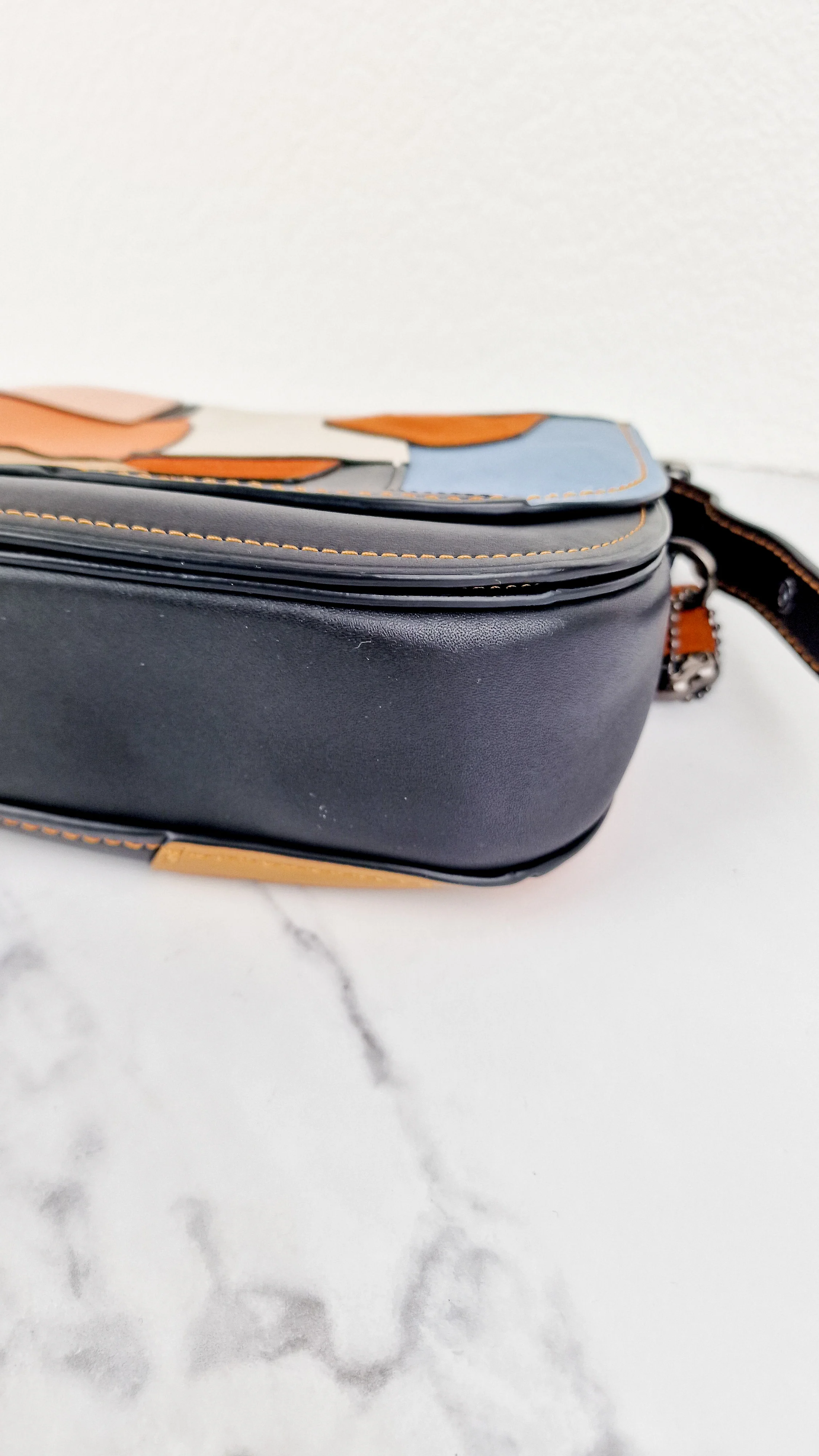 Coach 1941 Saddle 23 Bag in Black with Patchwork Orange Blue Green - Crossbody Shoulder Bag Coach 38482 - Image 8