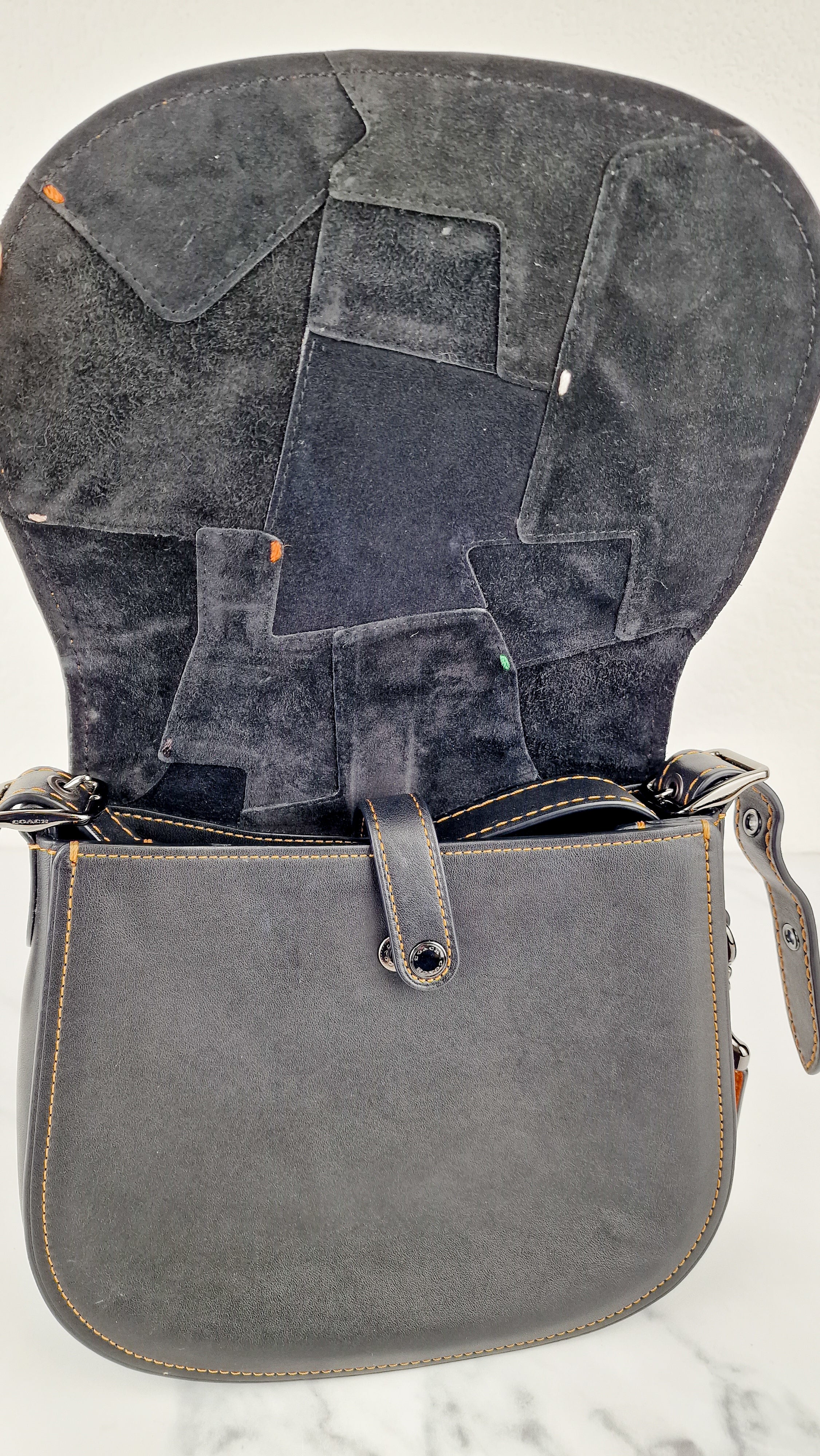 Coach 1941 Saddle 23 Bag in Black with Patchwork Orange Blue Green - Crossbody Shoulder Bag Coach 38482 - Image 9