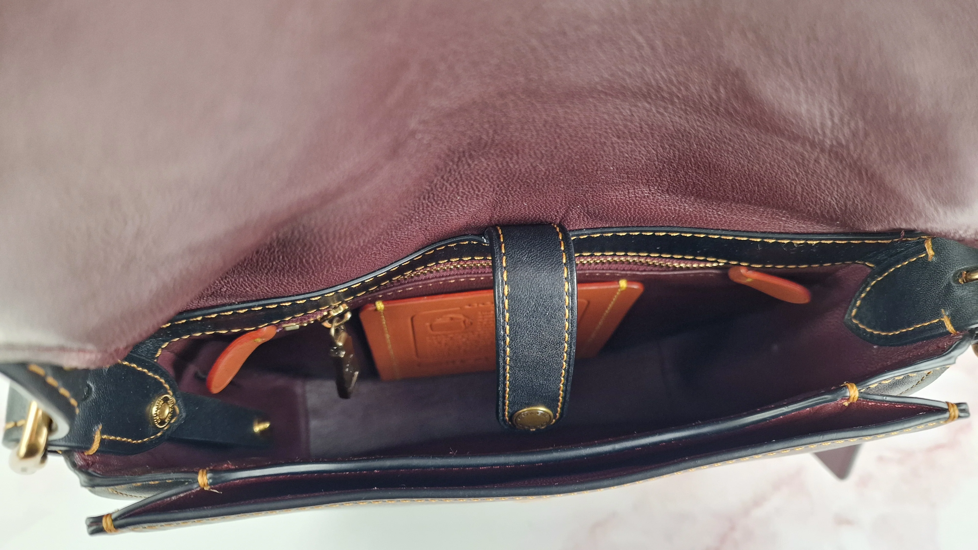 Coach 1941 Saddle 23 Bag in Black & Burgundy Tea Roses Appliqué Crossbody Shoulder Bag - Coach 38195 - Image 18