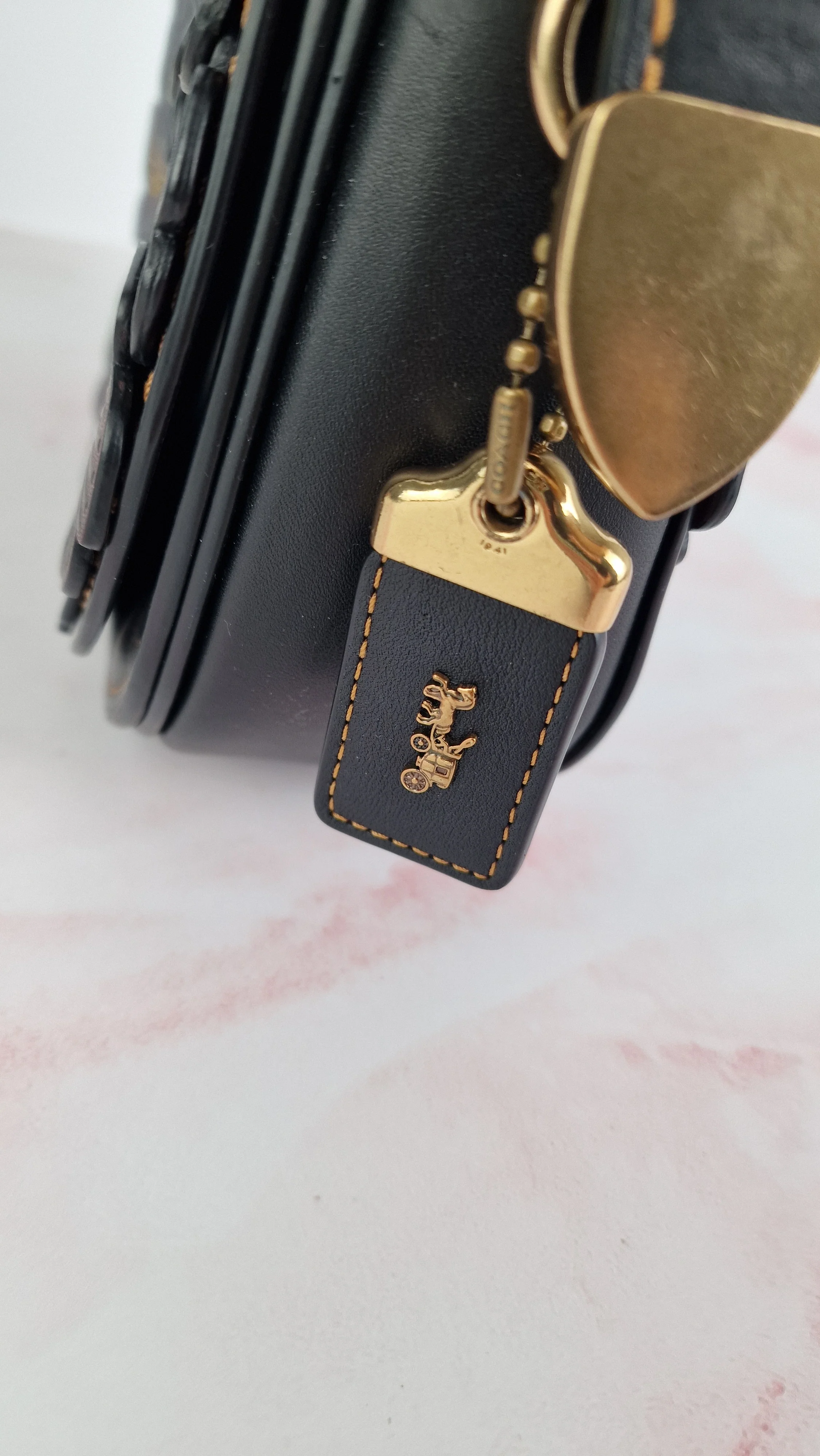Coach 1941 Saddle 23 Bag in Black & Burgundy Tea Roses Appliqué Crossbody Shoulder Bag - Coach 38195 - Image 9