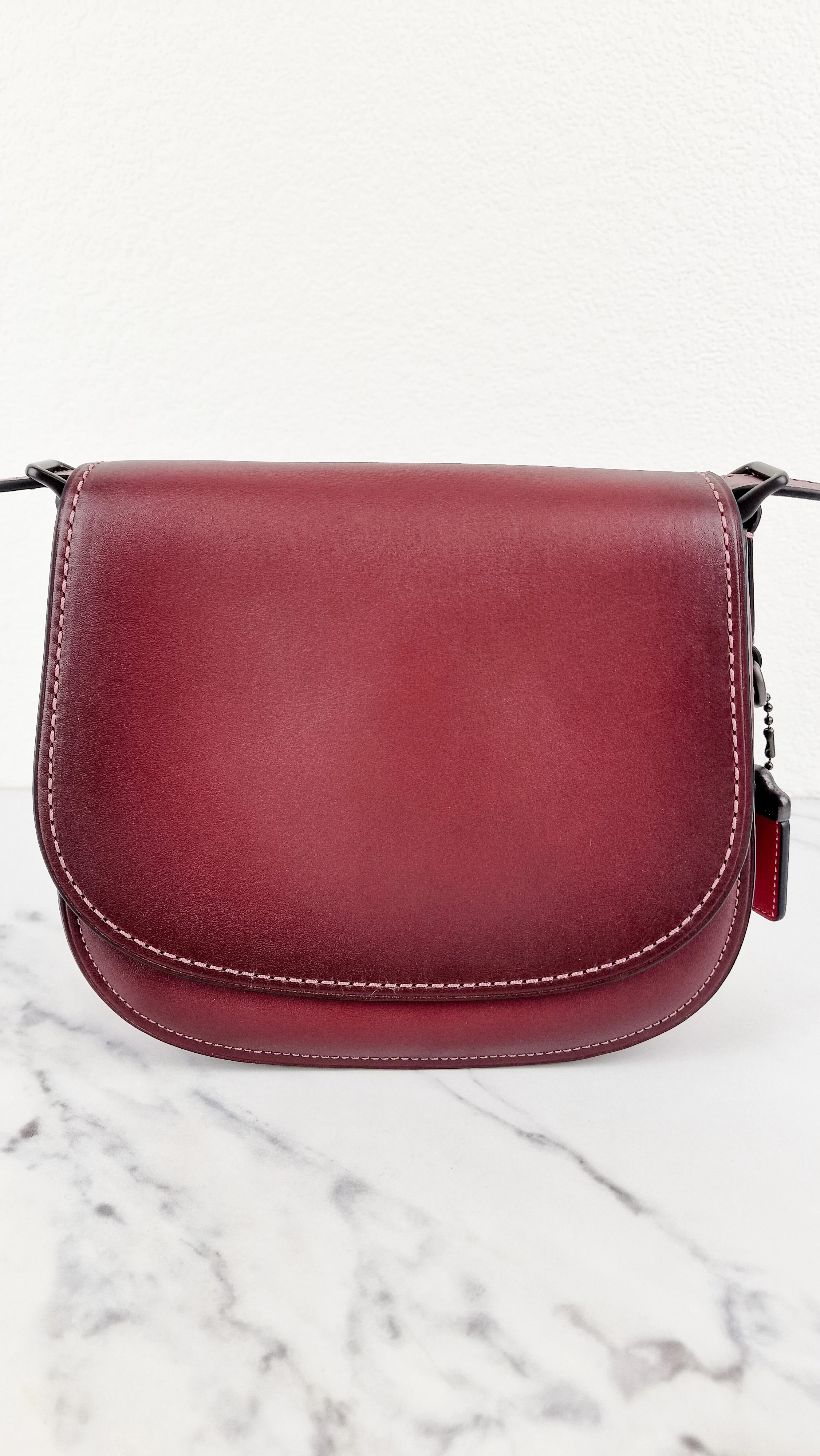 Coach 1941 Saddle 23 Bag in Burgundy Smooth Leather - Crossbody Shoulder Bag Red Brown - Coach 55036