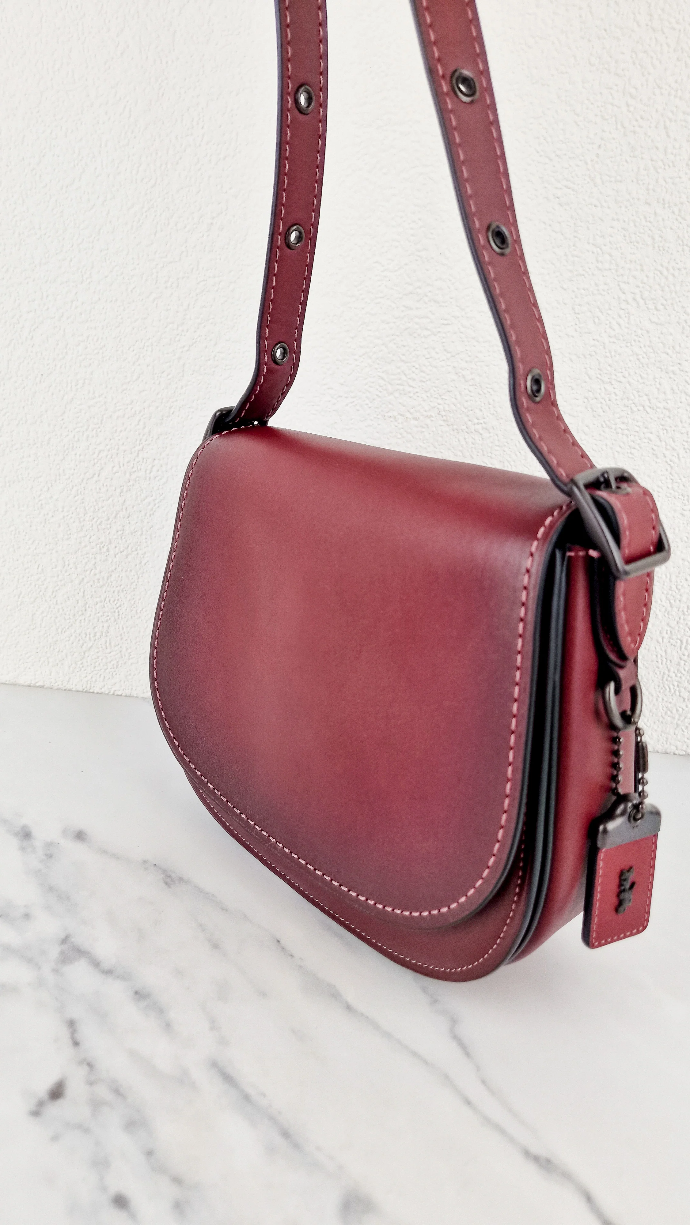 Coach 1941 Saddle 23 Bag in Burgundy Smooth Leather - Crossbody Shoulder Bag Red Brown - Coach 55036 - Image 10