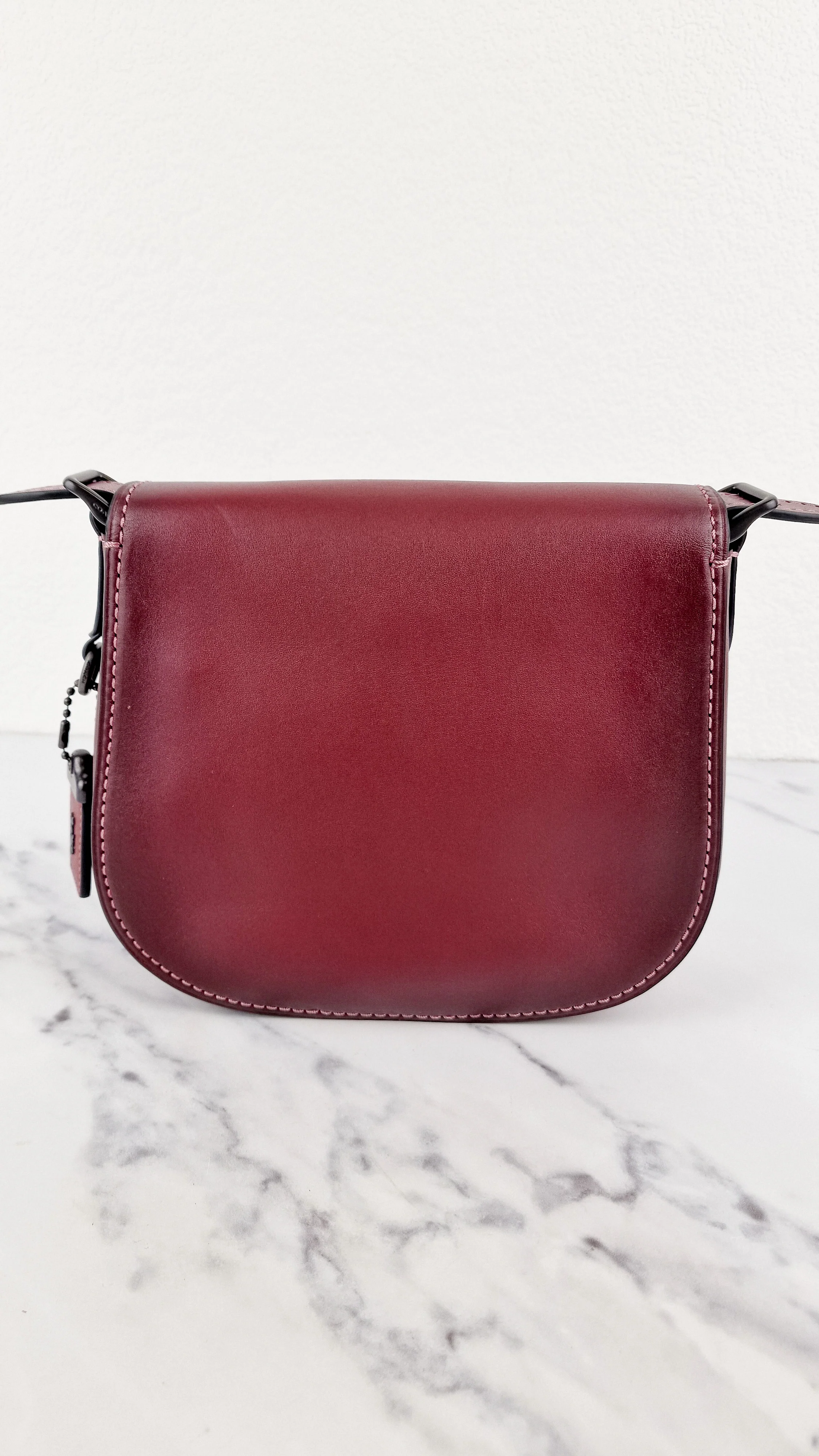 Coach 1941 Saddle 23 Bag in Burgundy Smooth Leather - Crossbody Shoulder Bag Red Brown - Coach 55036 - Image 3