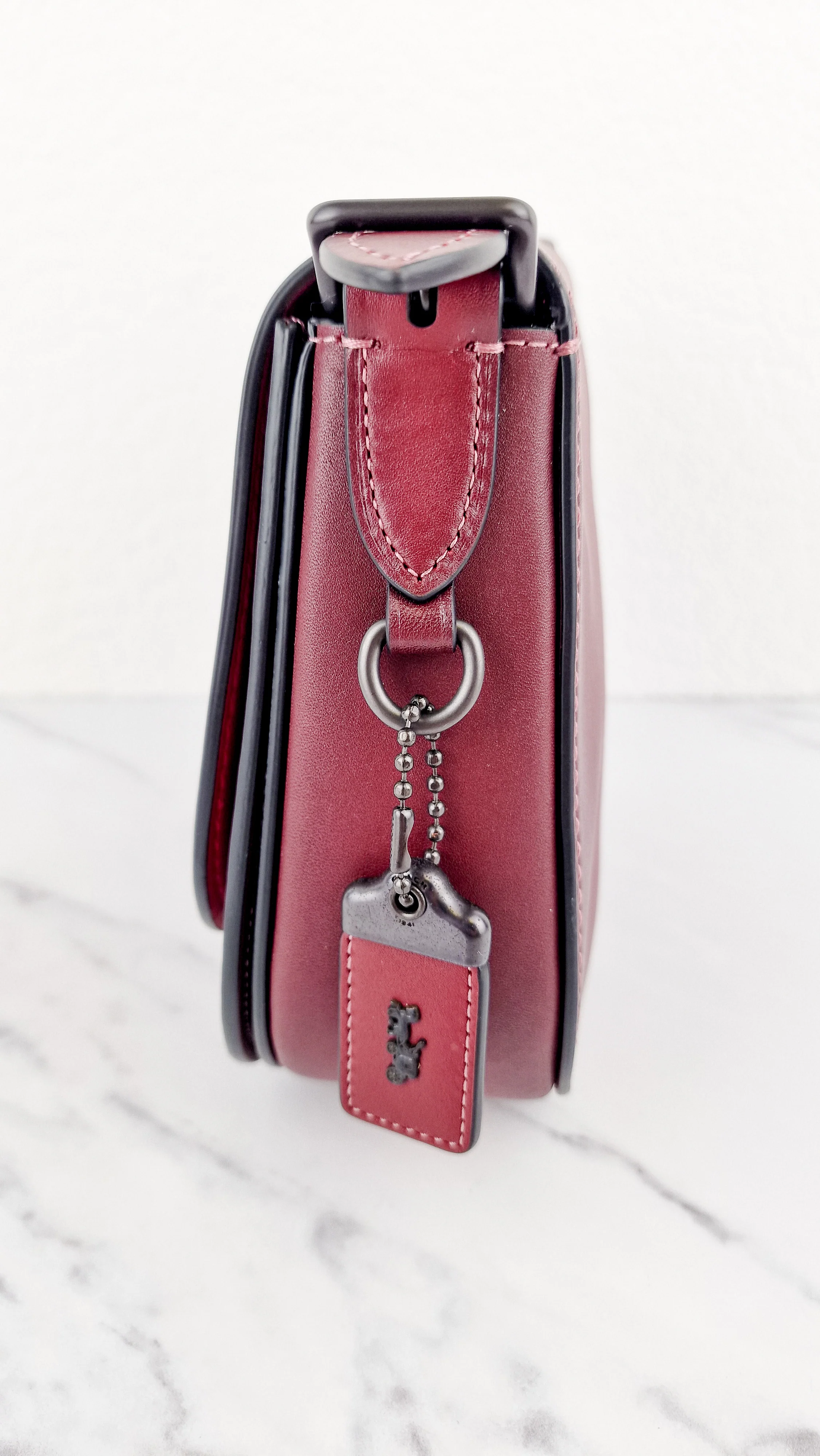 Coach 1941 Saddle 23 Bag in Burgundy Smooth Leather - Crossbody Shoulder Bag Red Brown - Coach 55036 - Image 4
