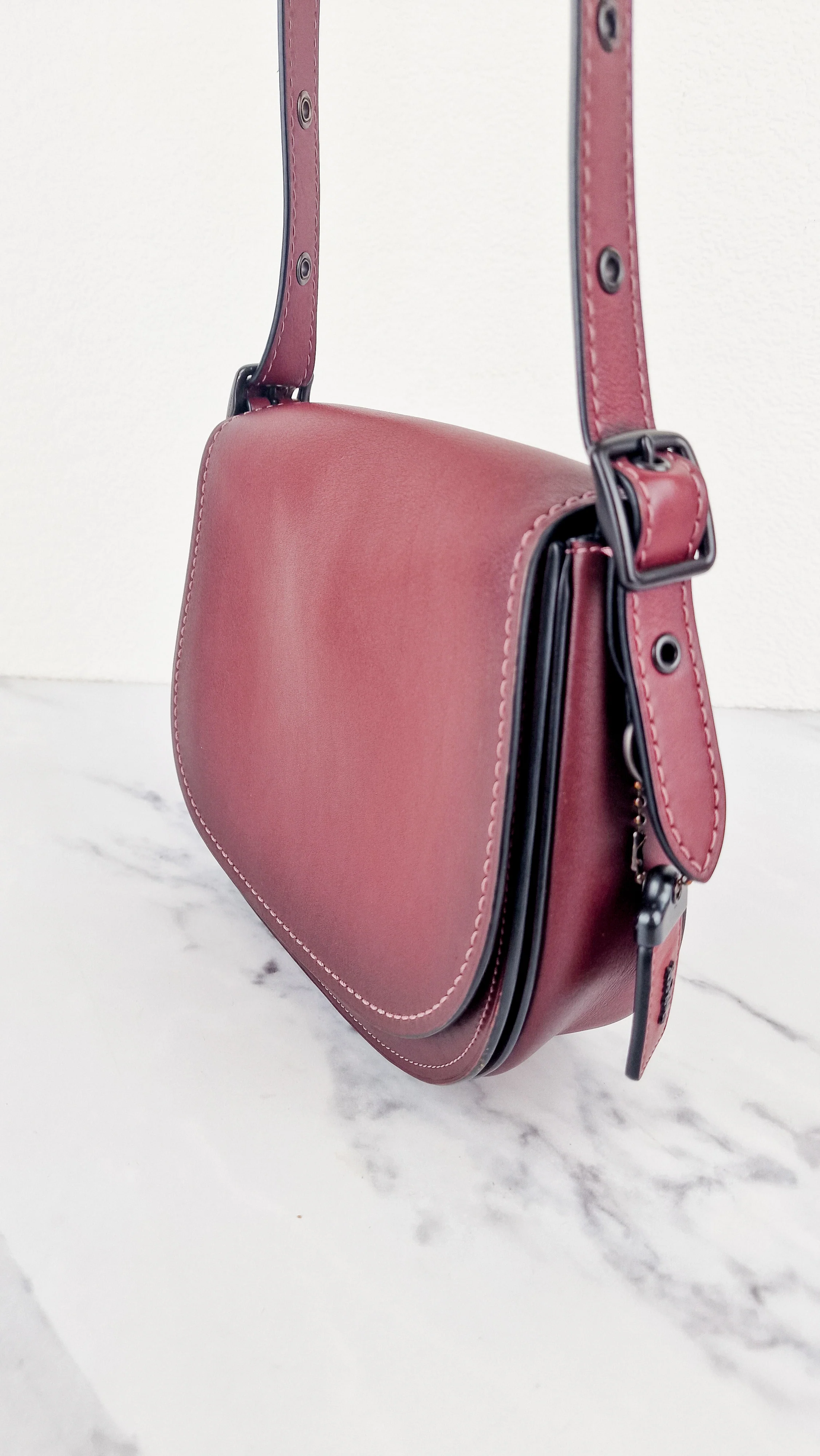 Coach 1941 Saddle 23 Bag in Burgundy Smooth Leather - Crossbody Shoulder Bag Red - Coach 55036 - Image 2