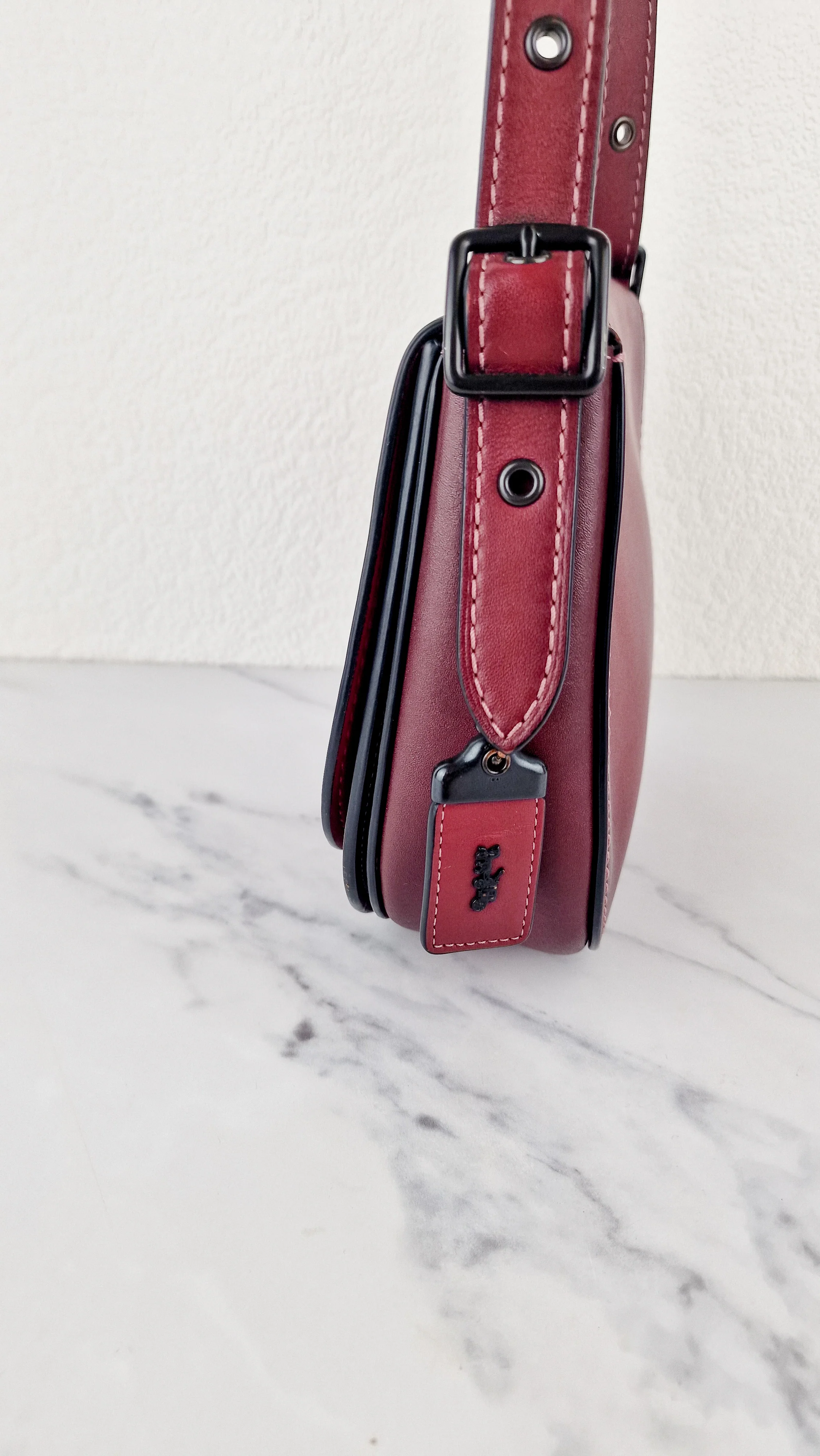 Coach 1941 Saddle 23 Bag in Burgundy Smooth Leather - Crossbody Shoulder Bag Red - Coach 55036 - Image 3