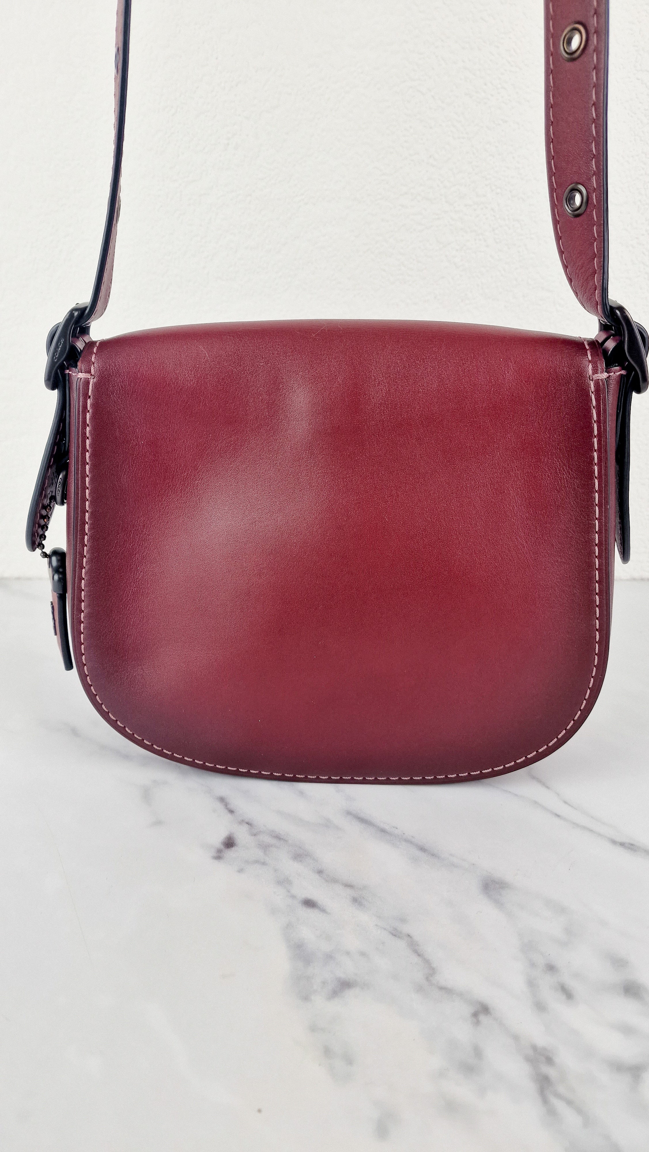 Coach 1941 Saddle 23 Bag in Burgundy Smooth Leather - Crossbody Shoulder Bag Red - Coach 55036 - Image 4