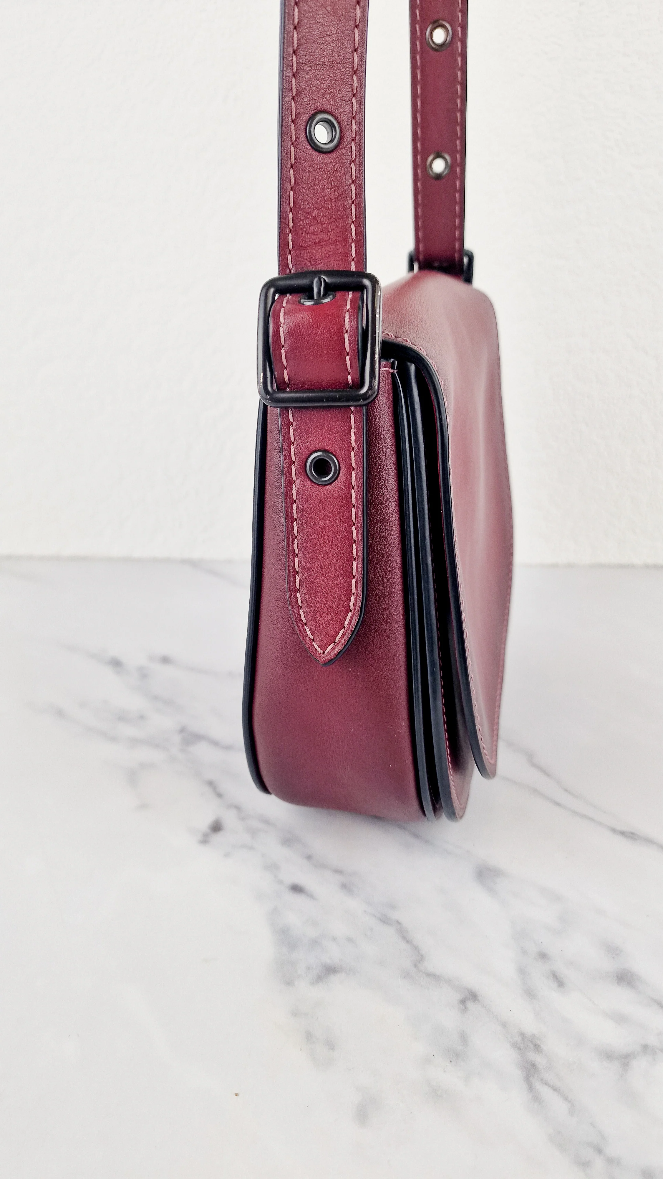 Coach 1941 Saddle 23 Bag in Burgundy Smooth Leather - Crossbody Shoulder Bag Red - Coach 55036 - Image 5