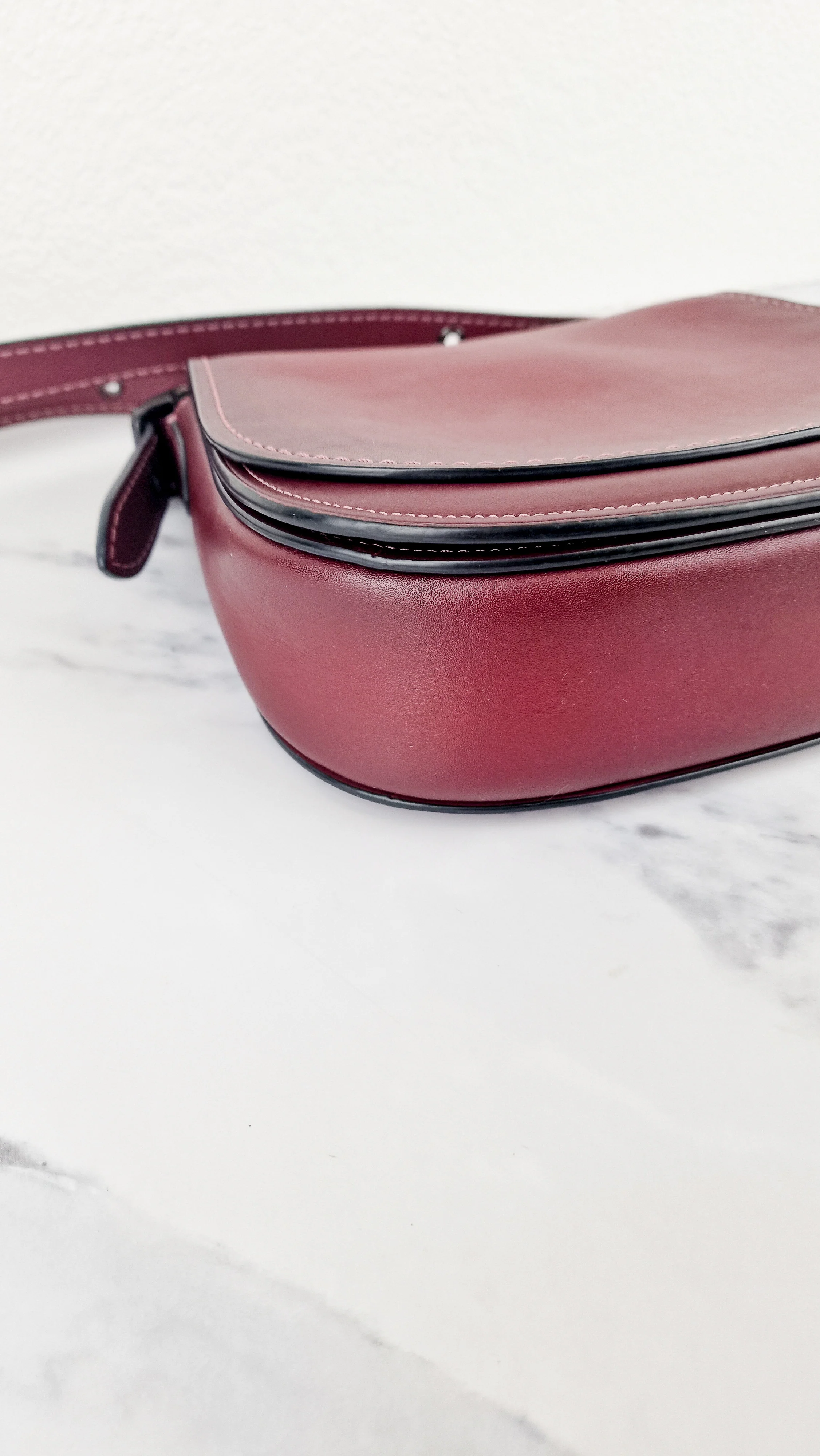 Coach 1941 Saddle 23 Bag in Burgundy Smooth Leather - Crossbody Shoulder Bag Red - Coach 55036 - Image 7