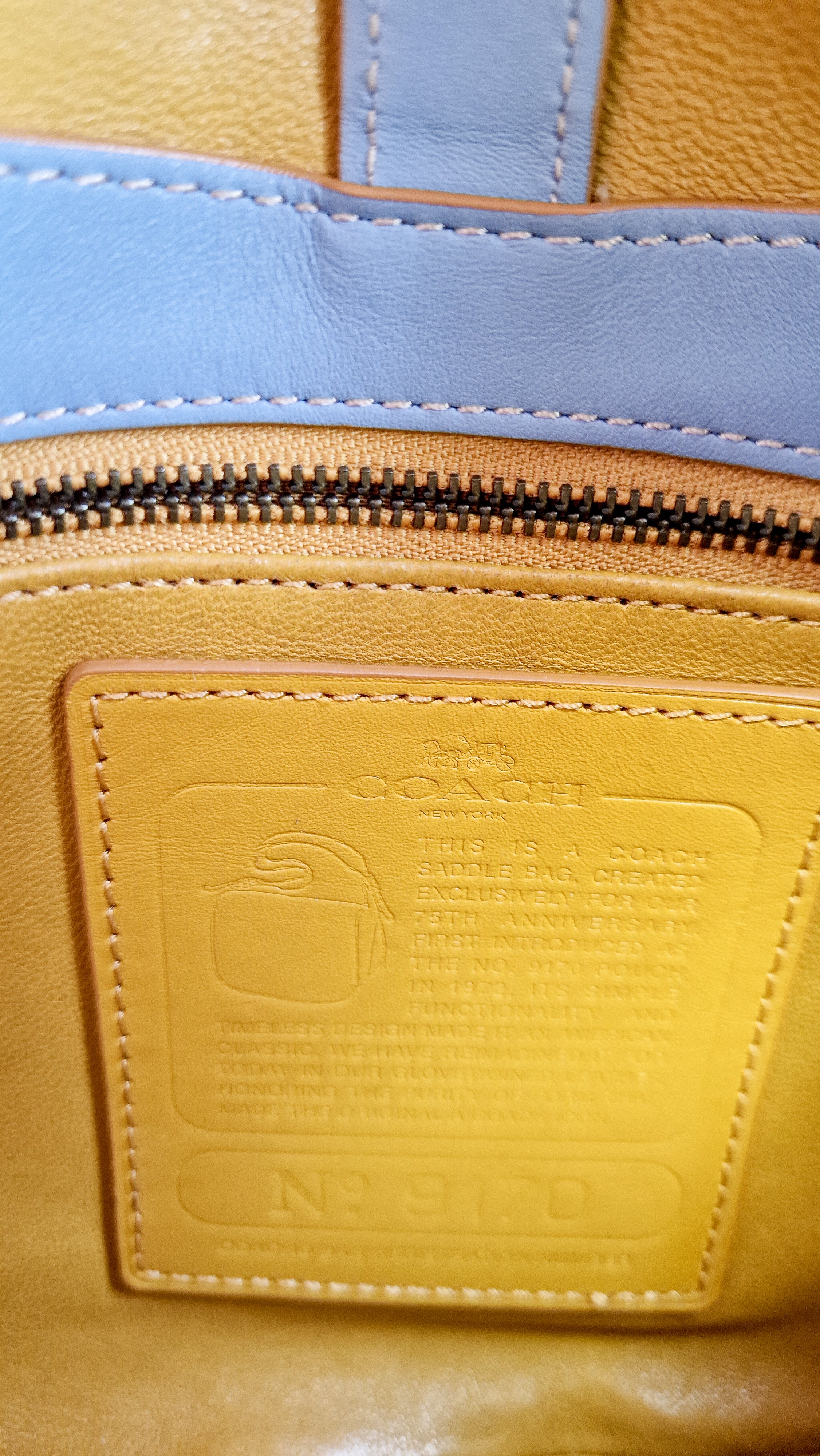 Coach 1941 Saddle 23 Bag in Cornflower Blue Smooth Leather - 75th Anniversary Limited Edition - Coach 37875 - Image 12