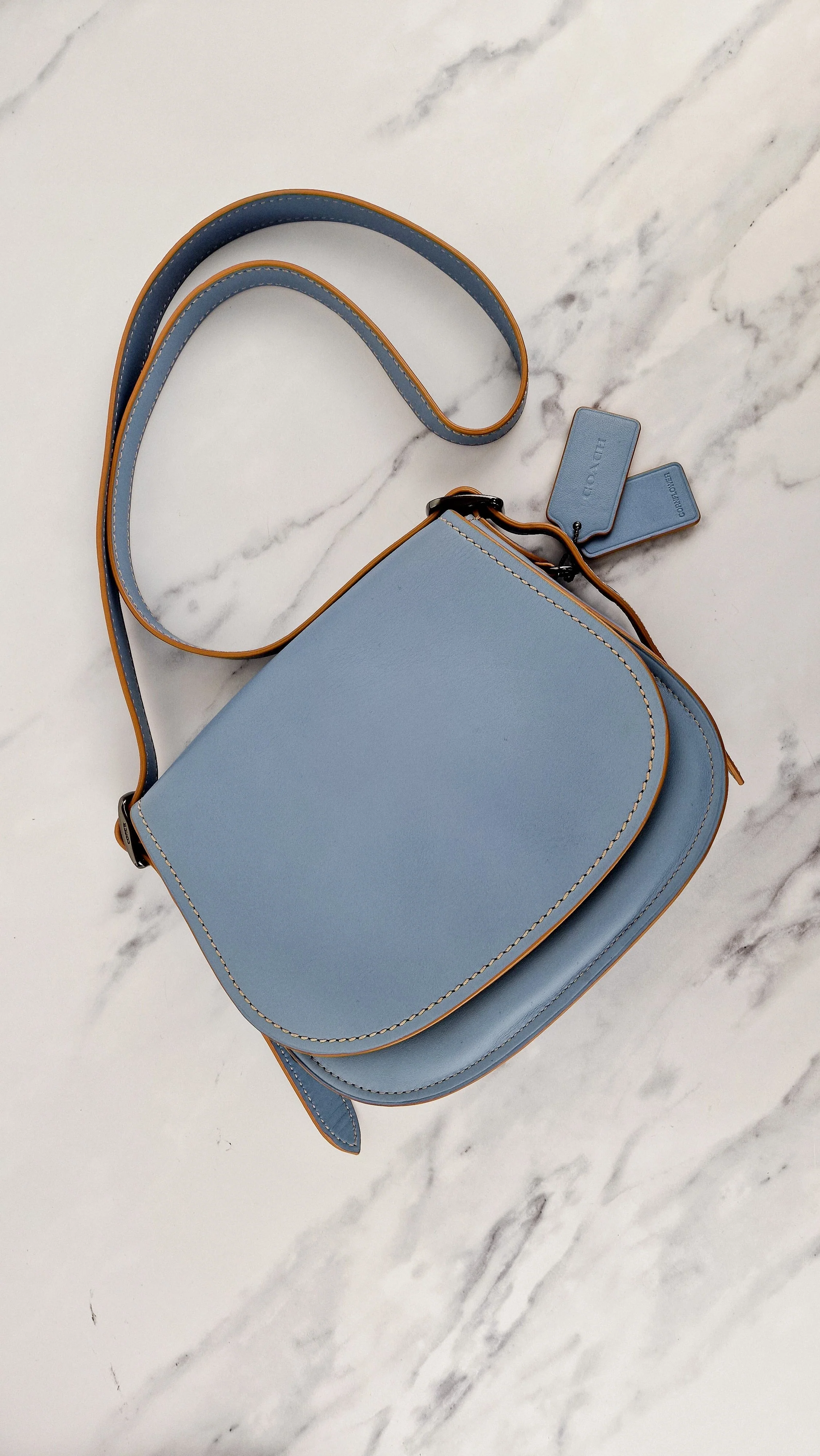 Coach 1941 Saddle 23 Bag in Cornflower Blue Smooth Leather - 75th Anniversary Limited Edition - Coach 37875 - Image 15