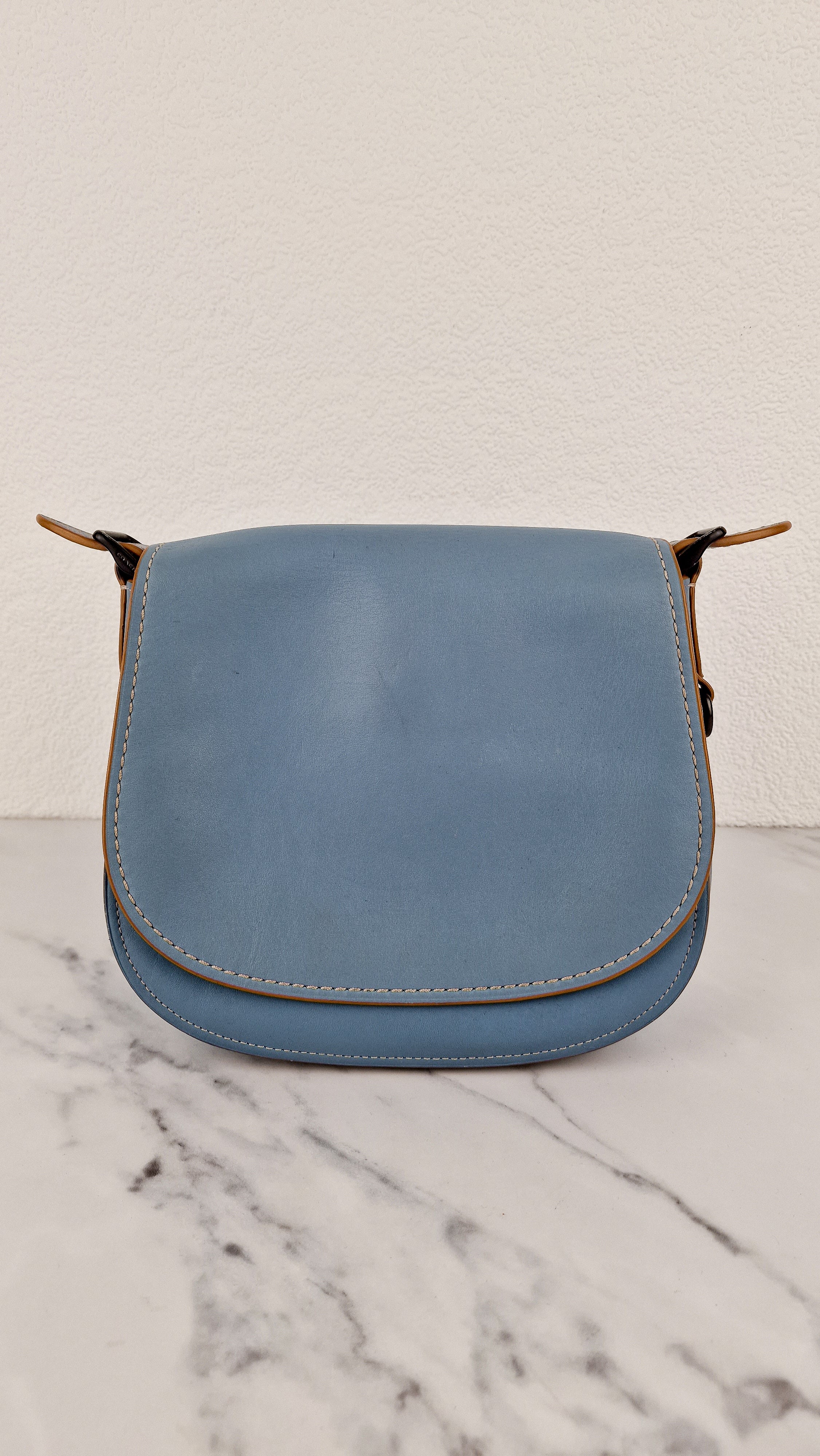 Coach 1941 Saddle 23 Bag in Cornflower Blue Smooth Leather Crossbody Shoulder Bag - Coach 55036
