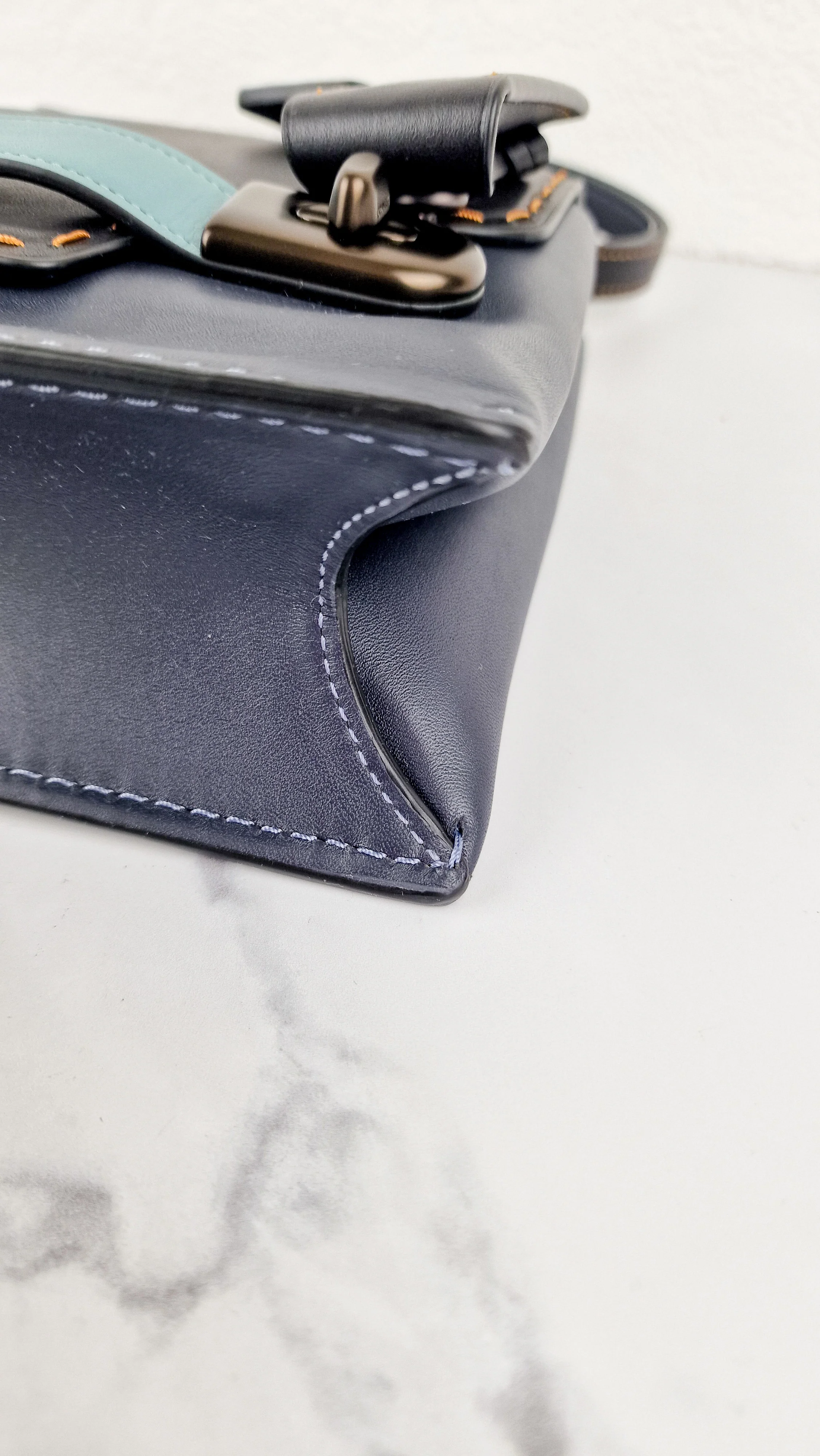 Coach 1941 Swagger Crossbody in Dark Blue Colorblock Smooth Leather Coach 25833 - Image 10