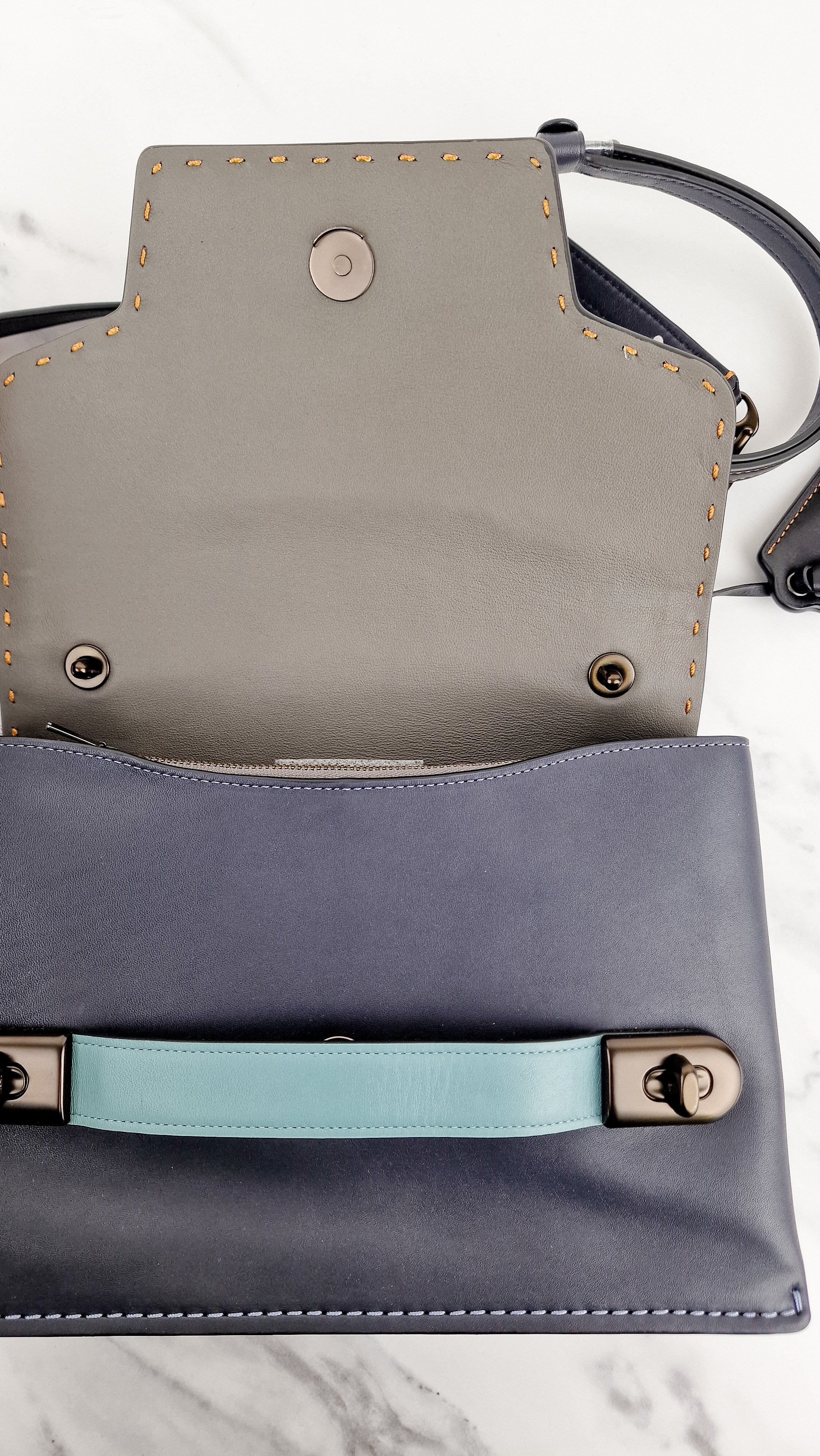 Coach 1941 Swagger Crossbody in Dark Blue Colorblock Smooth Leather Coach 25833 - Image 12