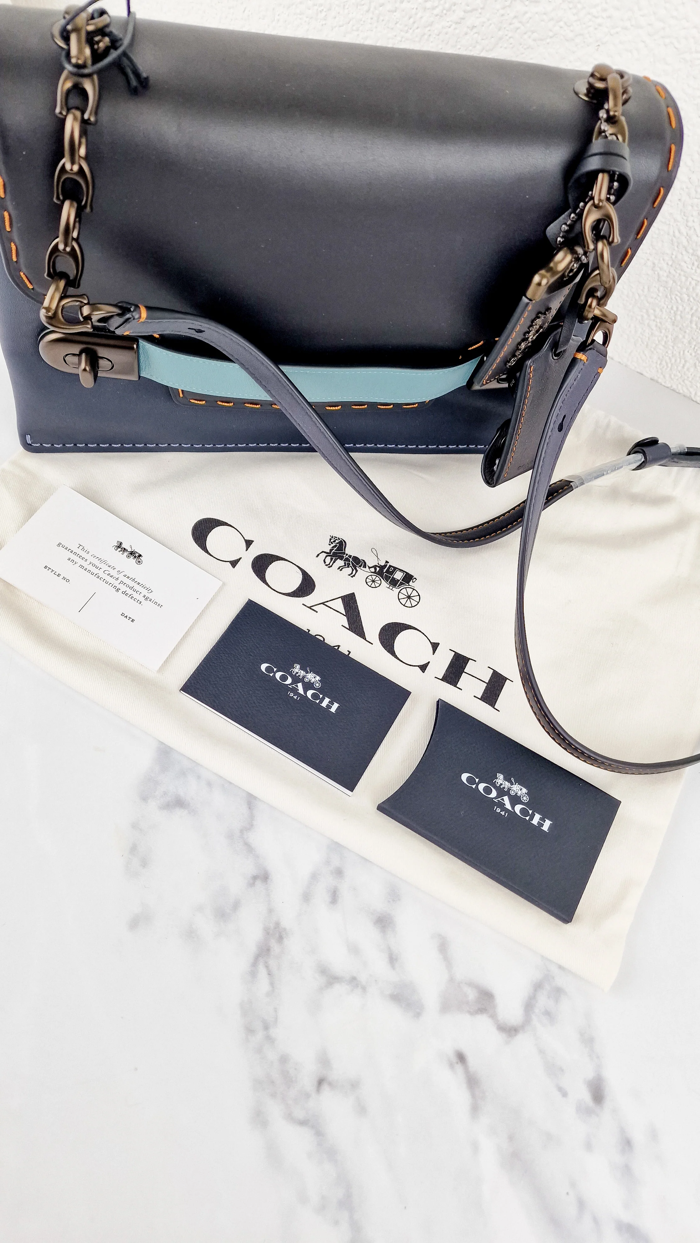 Coach 1941 Swagger Crossbody in Dark Blue Colorblock Smooth Leather Coach 25833 - Image 16