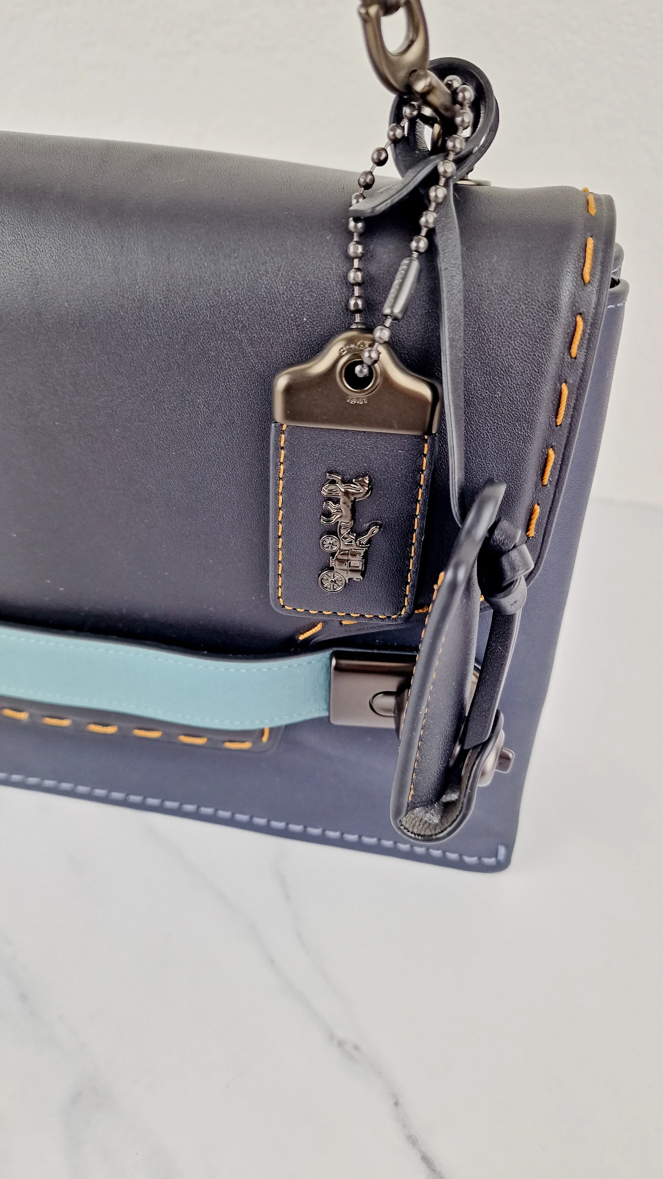 Coach 1941 Swagger Crossbody in Dark Blue Colorblock Smooth Leather Coach 25833 - Image 2