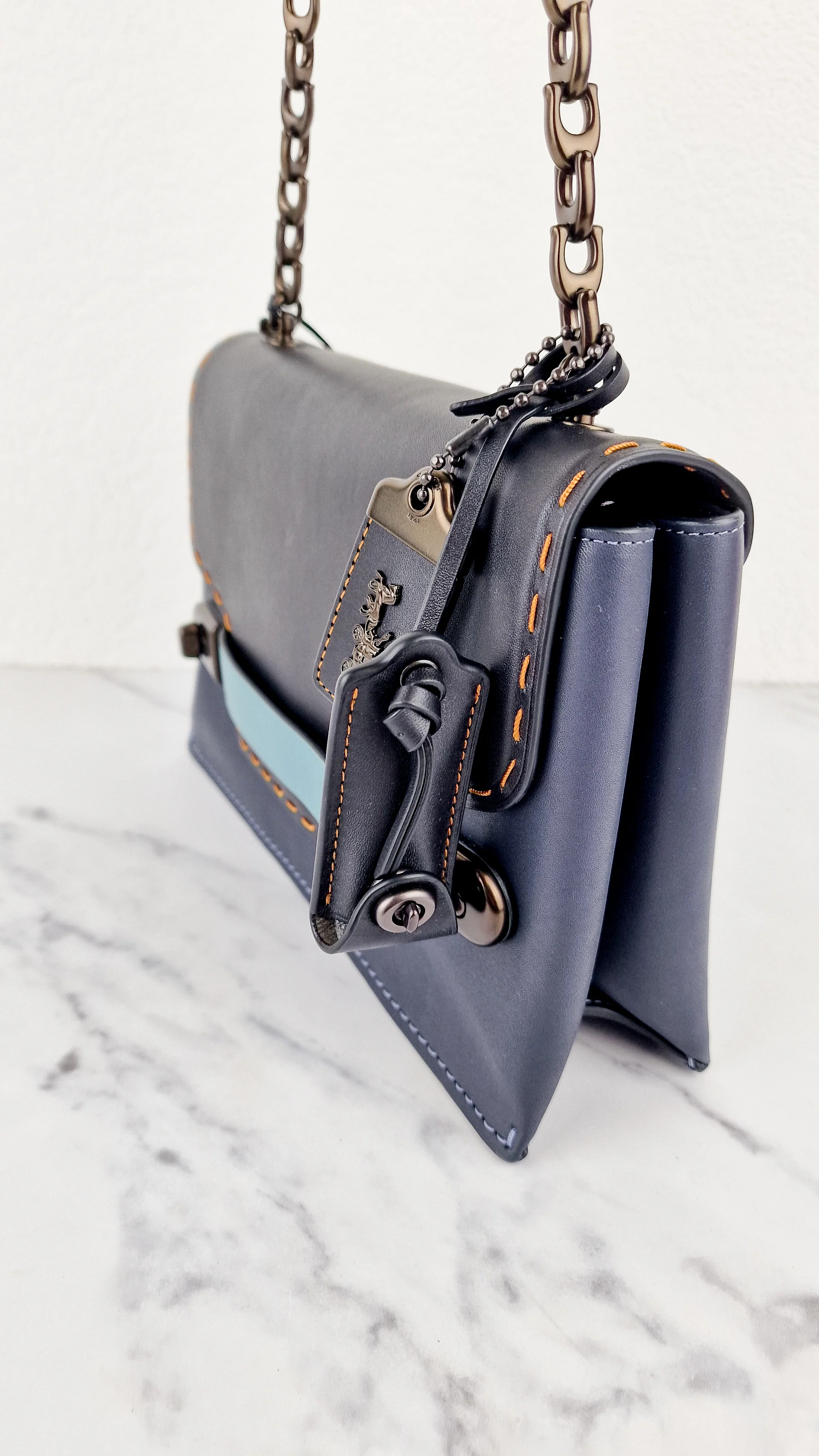 Coach 1941 Swagger Crossbody in Dark Blue Colorblock Smooth Leather Coach 25833 - Image 3