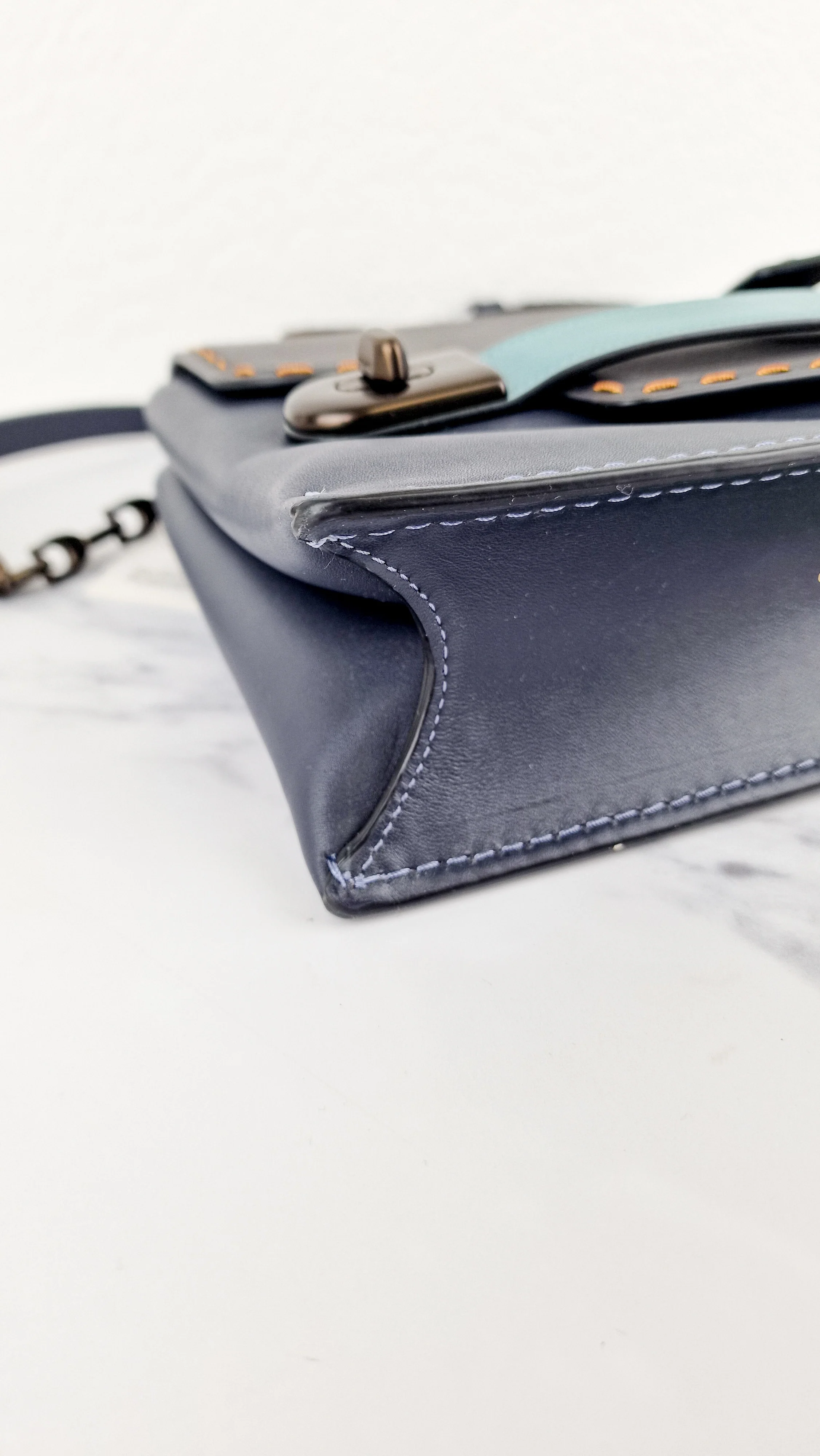 Coach 1941 Swagger Crossbody in Dark Blue Colorblock Smooth Leather Coach 25833 - Image 9