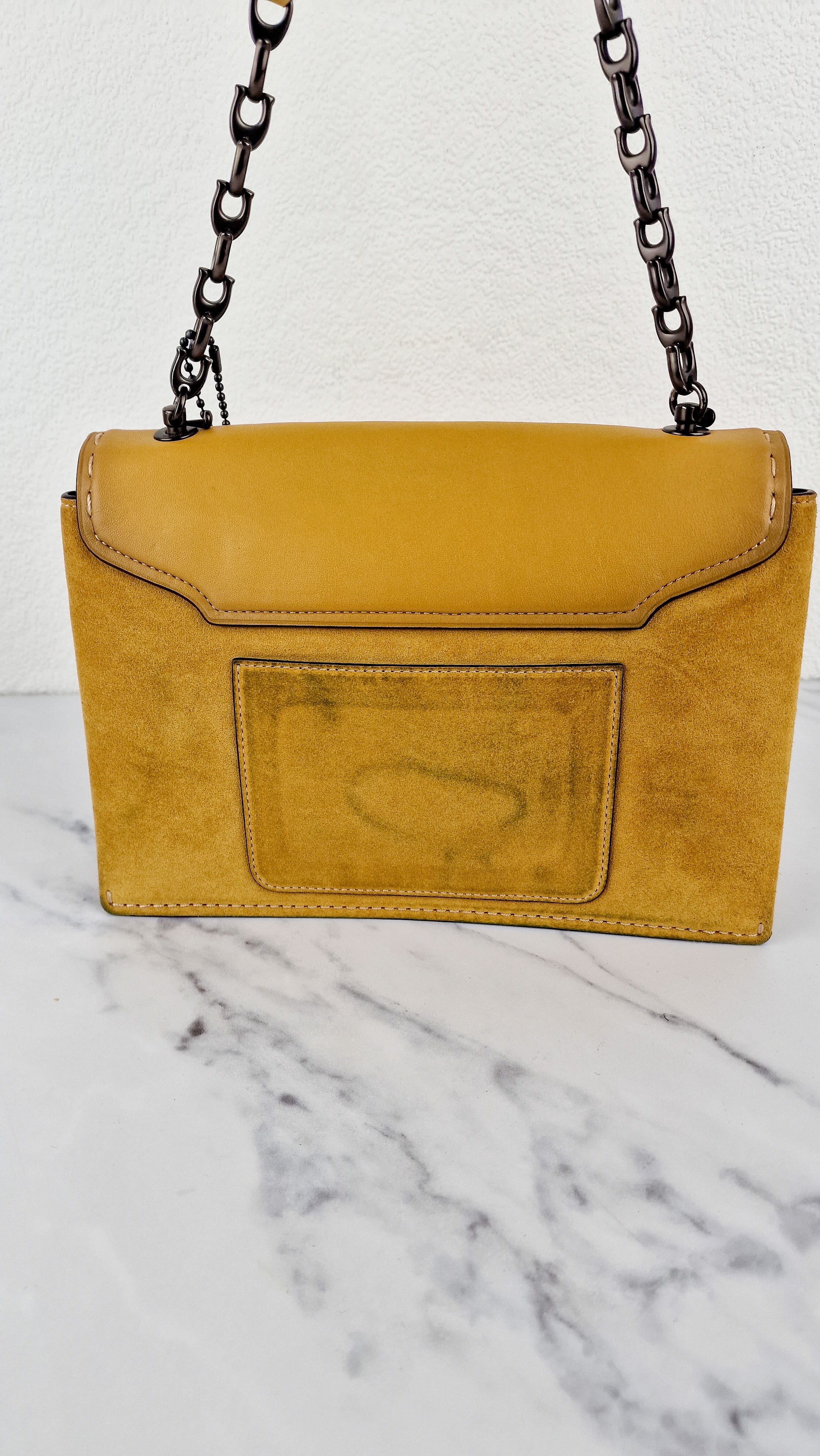 Coach 1941 Swagger Crossbody in Flax Yellow Suede & Smooth Leather - Clutch Shoulder Bag- Coach 25833 - Image 7