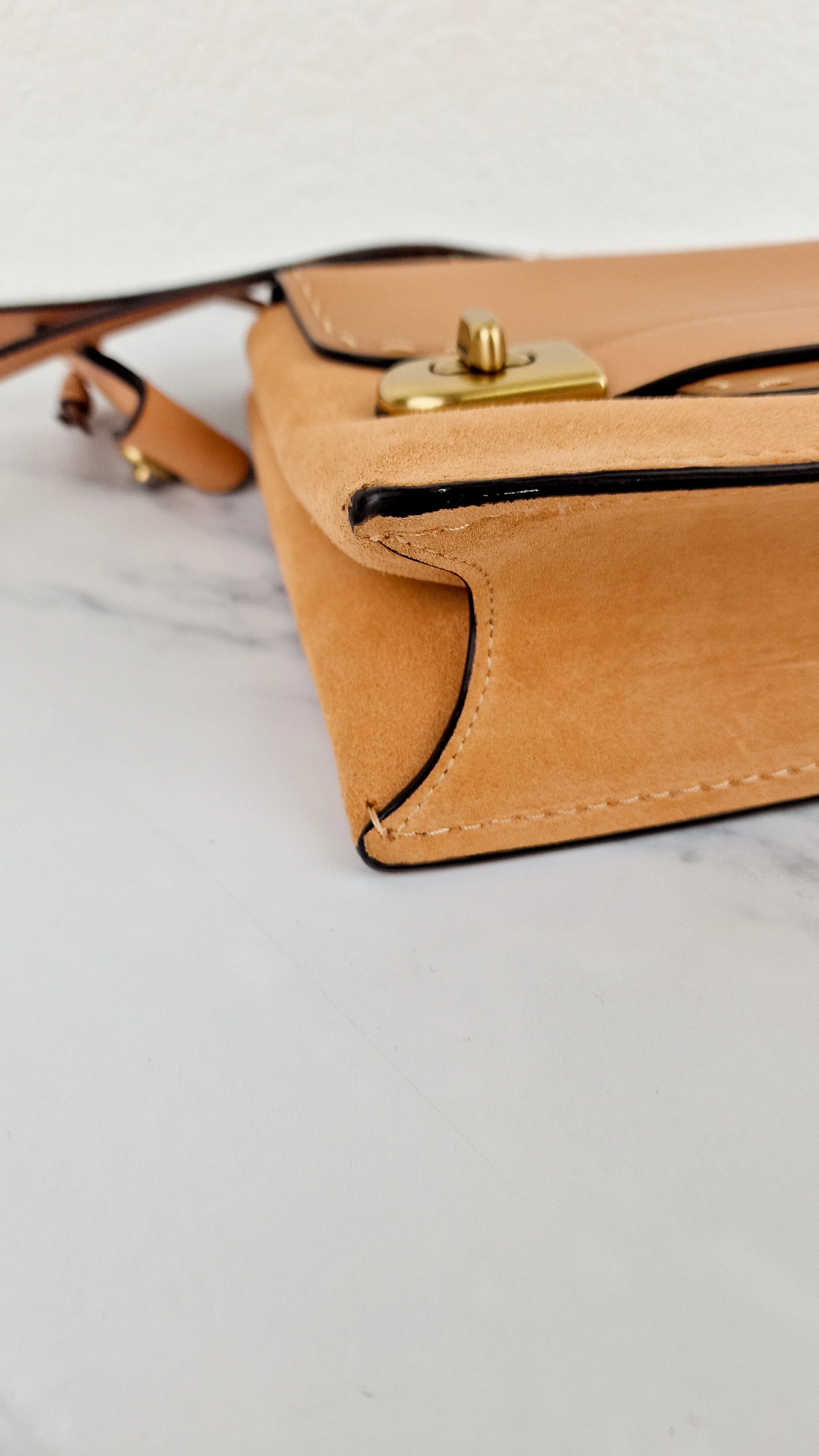 Coach 1941 Swagger Crossbody in Apricot Sand Orange Suede & Smooth Leather - Clutch Shoulder Bag- Coach 25833 - Image 10