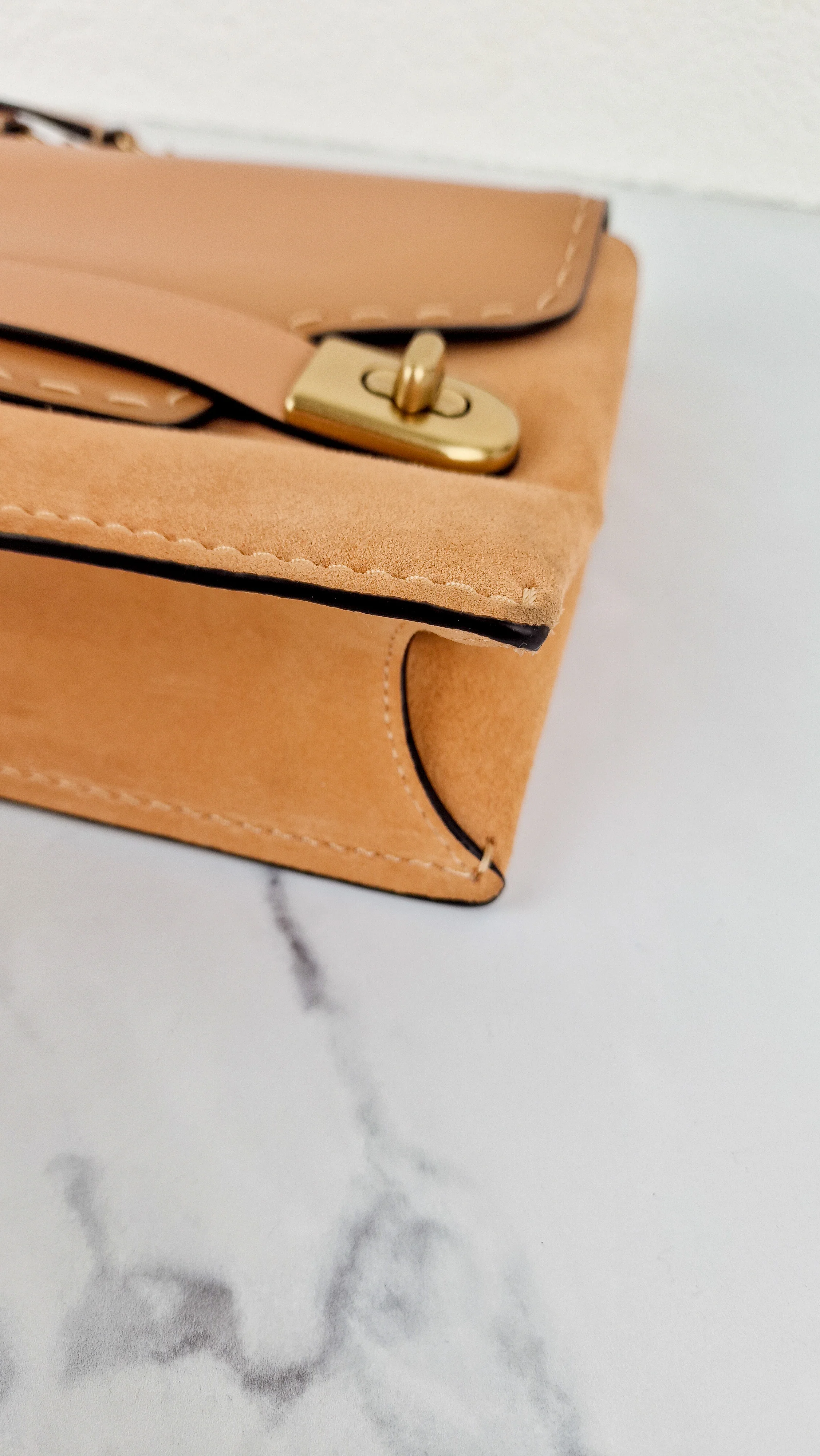 Coach 1941 Swagger Crossbody in Apricot Sand Orange Suede & Smooth Leather - Clutch Shoulder Bag- Coach 25833 - Image 11