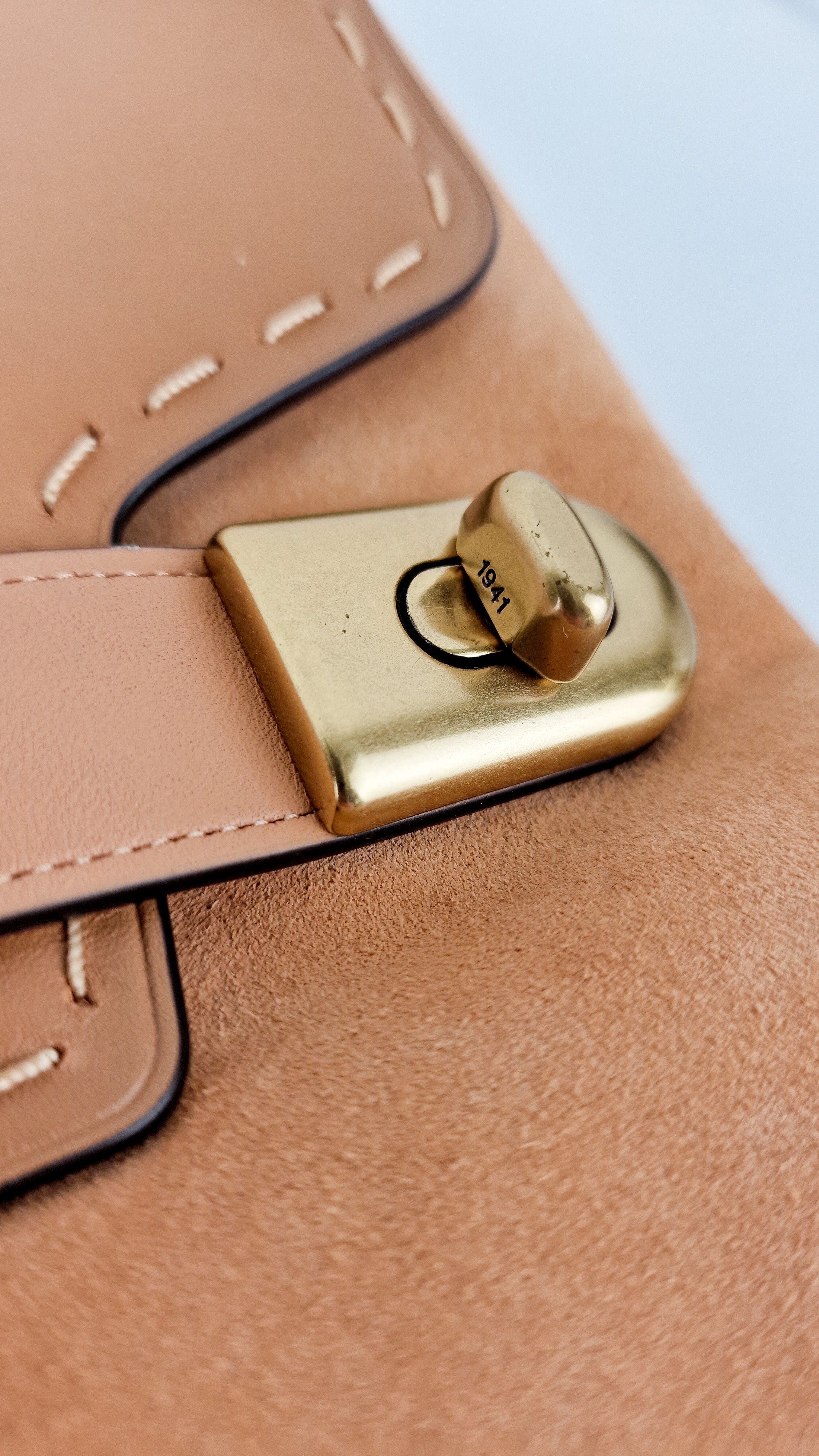 Coach 1941 Swagger Crossbody in Apricot Sand Orange Suede & Smooth Leather - Clutch Shoulder Bag- Coach 25833 - Image 12
