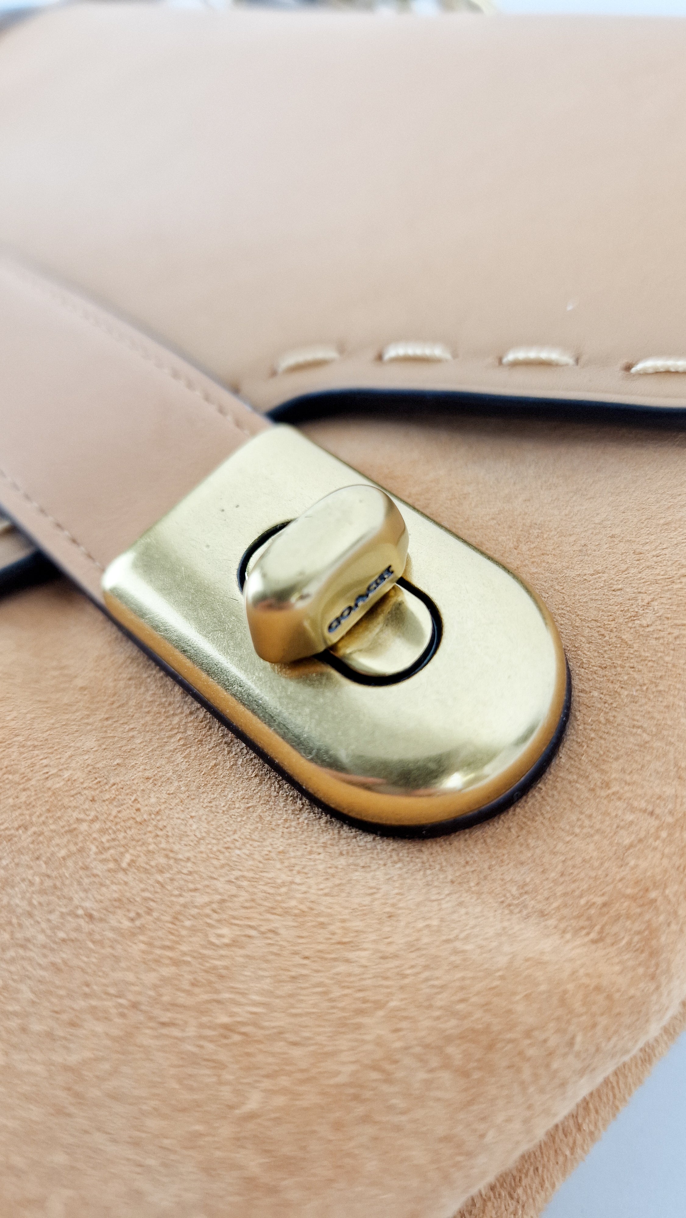 Coach 1941 Swagger Crossbody in Apricot Sand Orange Suede & Smooth Leather - Clutch Shoulder Bag- Coach 25833 - Image 13