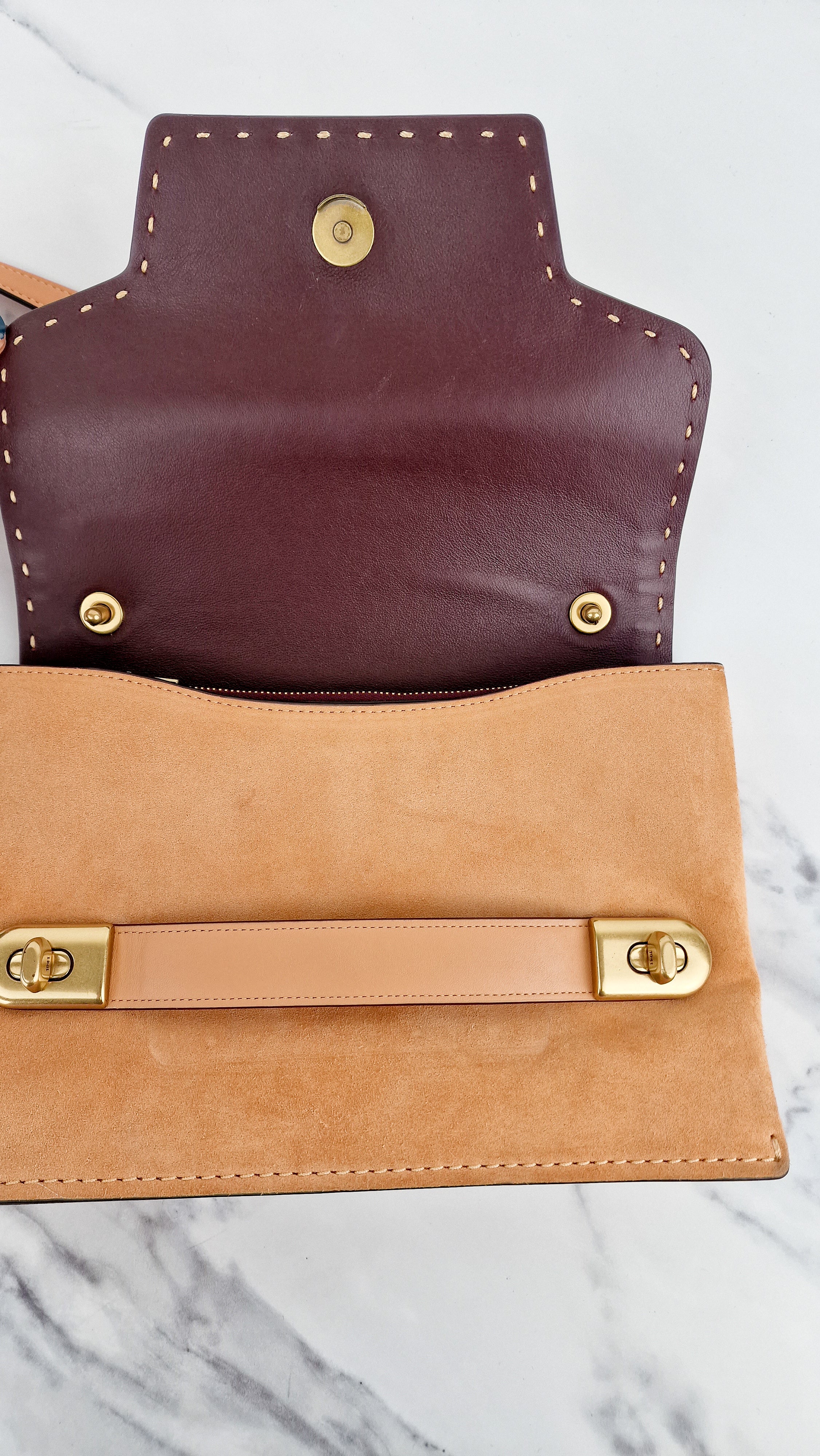 Coach 1941 Swagger Crossbody in Apricot Sand Orange Suede & Smooth Leather - Clutch Shoulder Bag- Coach 25833 - Image 15