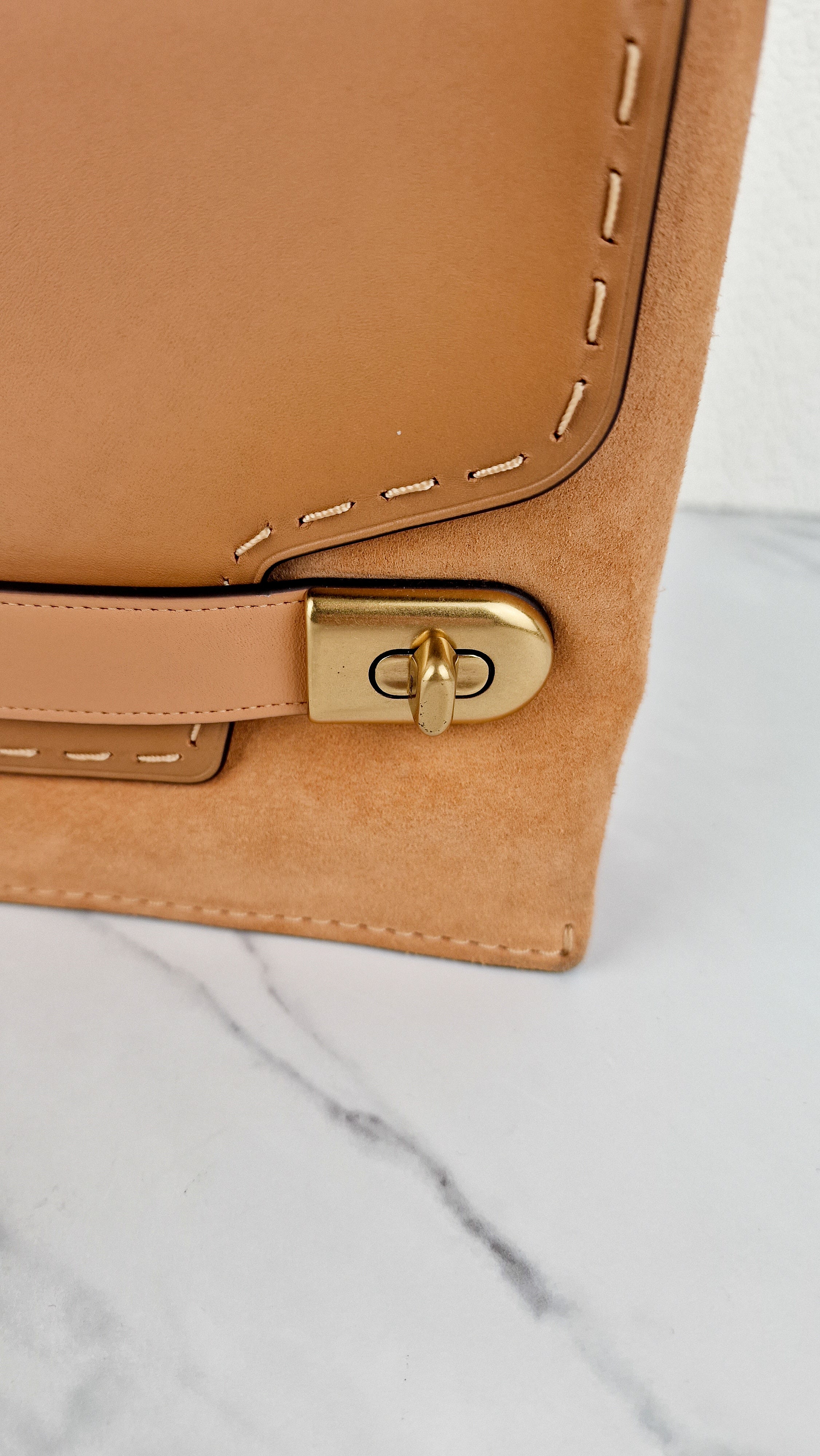 Coach 1941 Swagger Crossbody in Apricot Sand Orange Suede & Smooth Leather - Clutch Shoulder Bag- Coach 25833 - Image 3
