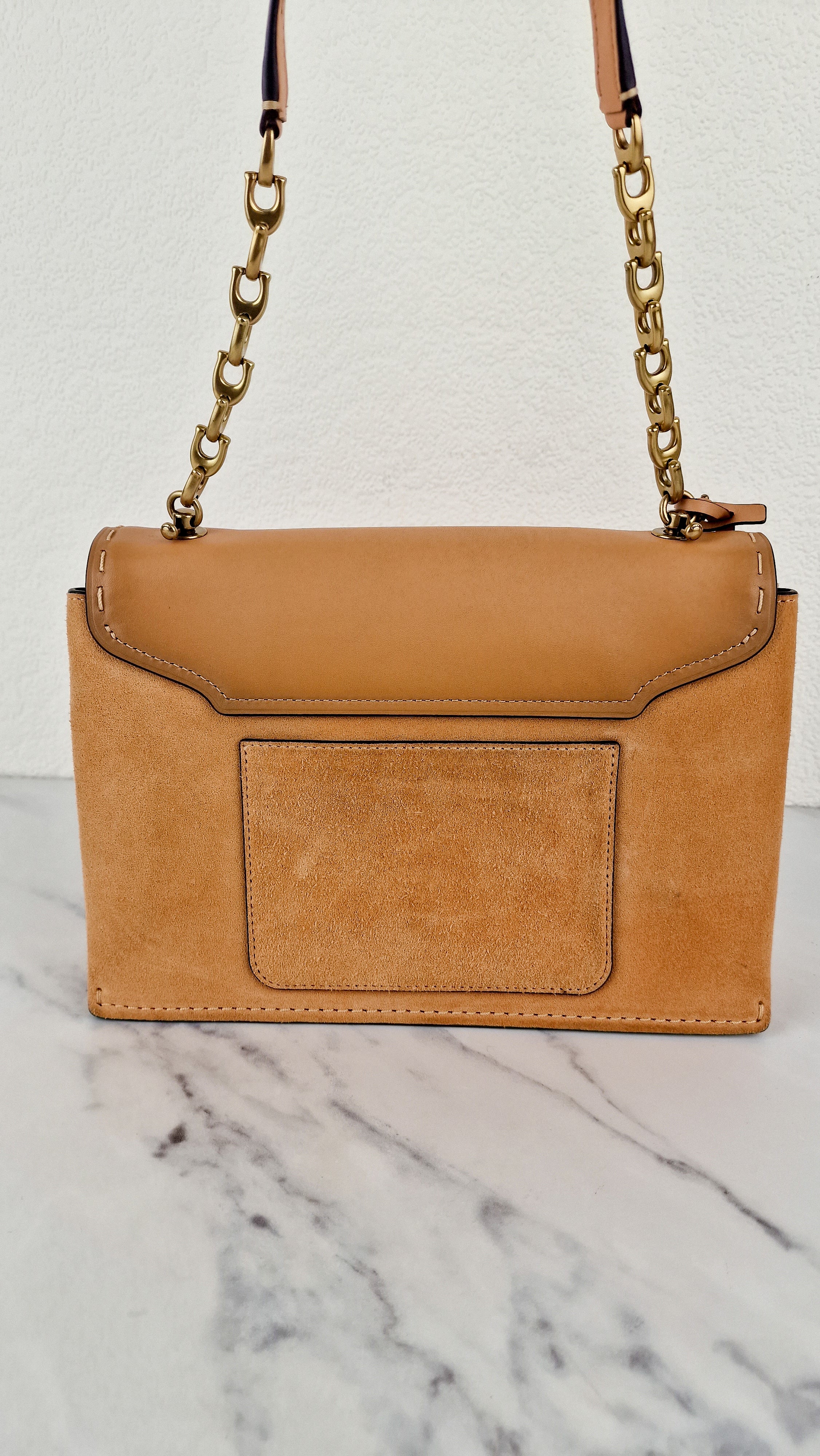 Coach 1941 Swagger Crossbody in Apricot Sand Orange Suede & Smooth Leather - Clutch Shoulder Bag- Coach 25833 - Image 6