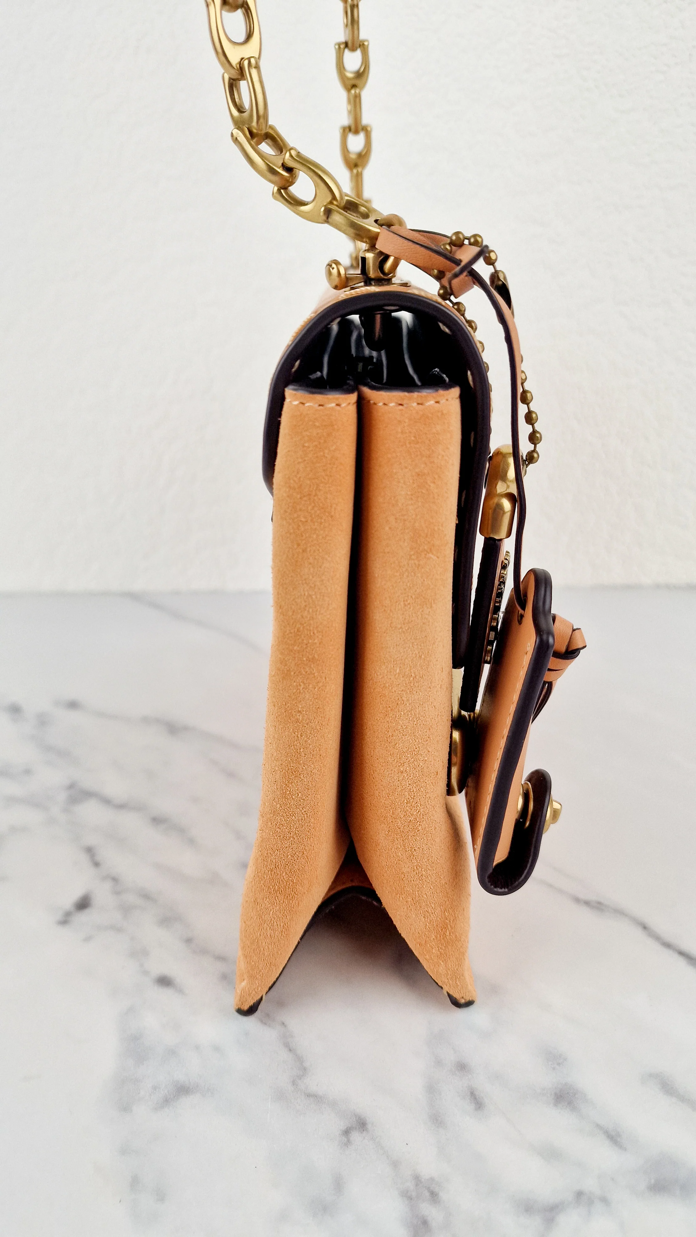 Coach 1941 Swagger Crossbody in Apricot Sand Orange Suede & Smooth Leather - Clutch Shoulder Bag- Coach 25833 - Image 8