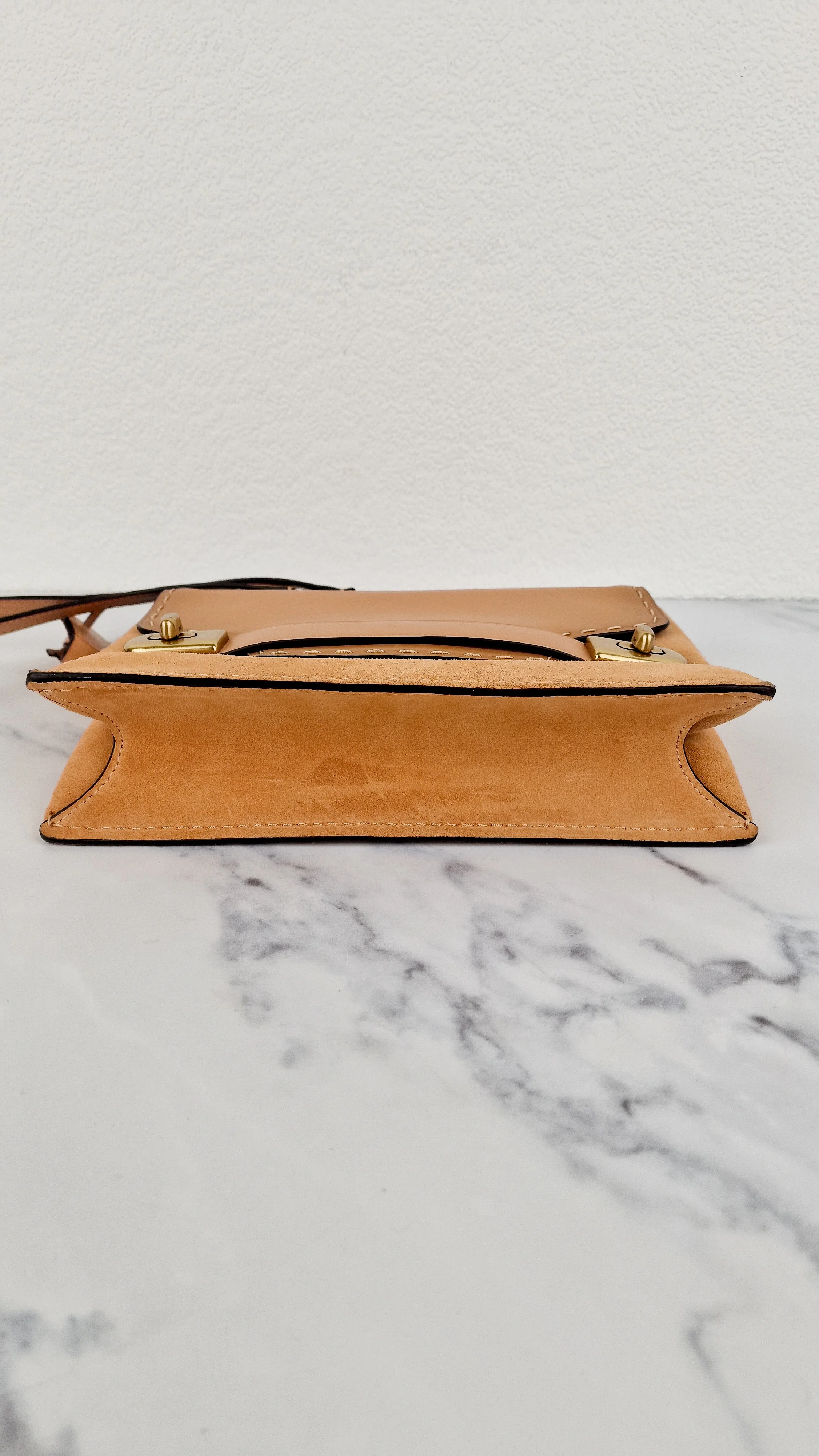 Coach 1941 Swagger Crossbody in Apricot Sand Orange Suede & Smooth Leather - Clutch Shoulder Bag- Coach 25833 - Image 9