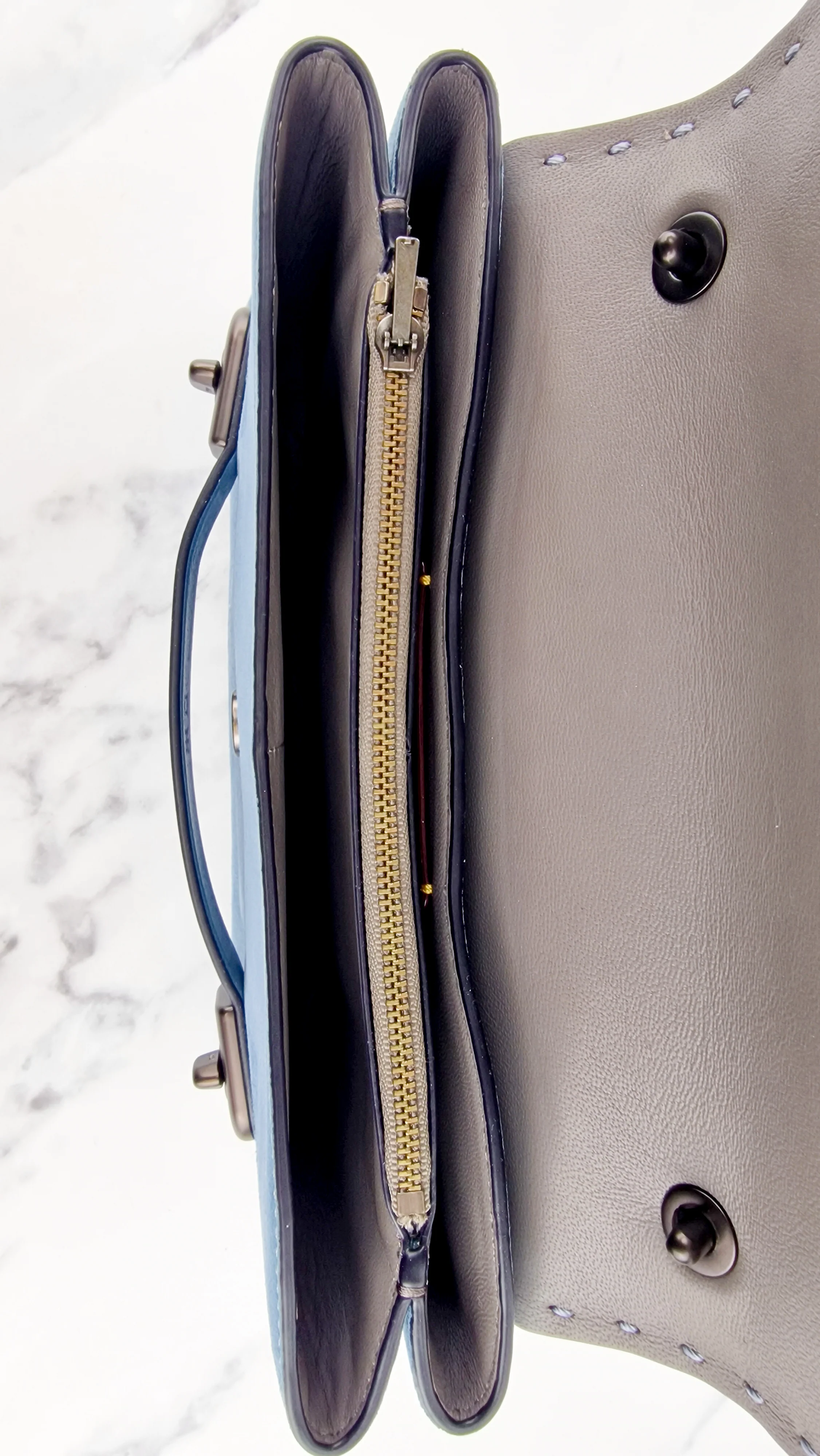 Coach 1941 Swagger Crossbody in Chambray Blue Suede & Smooth Leather - Clutch Shoulder Bag- Coach 25833 - Image 13