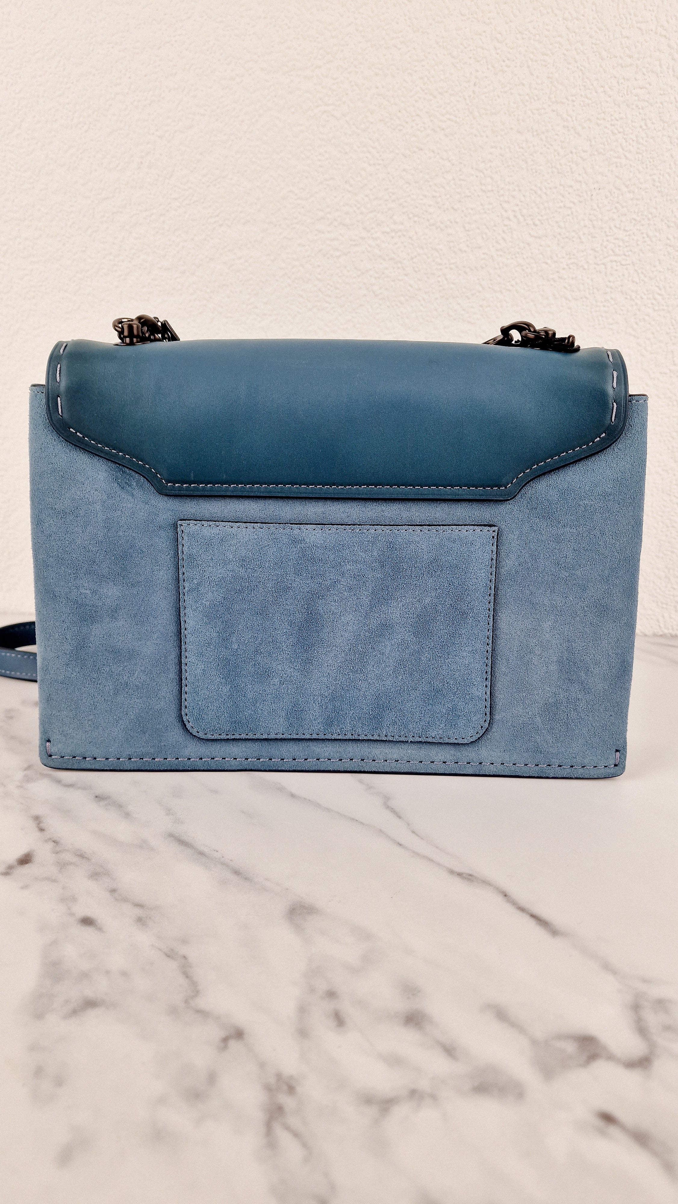 Coach 1941 Swagger Crossbody in Chambray Blue Suede & Smooth Leather - Clutch Shoulder Bag- Coach 25833 - Image 6