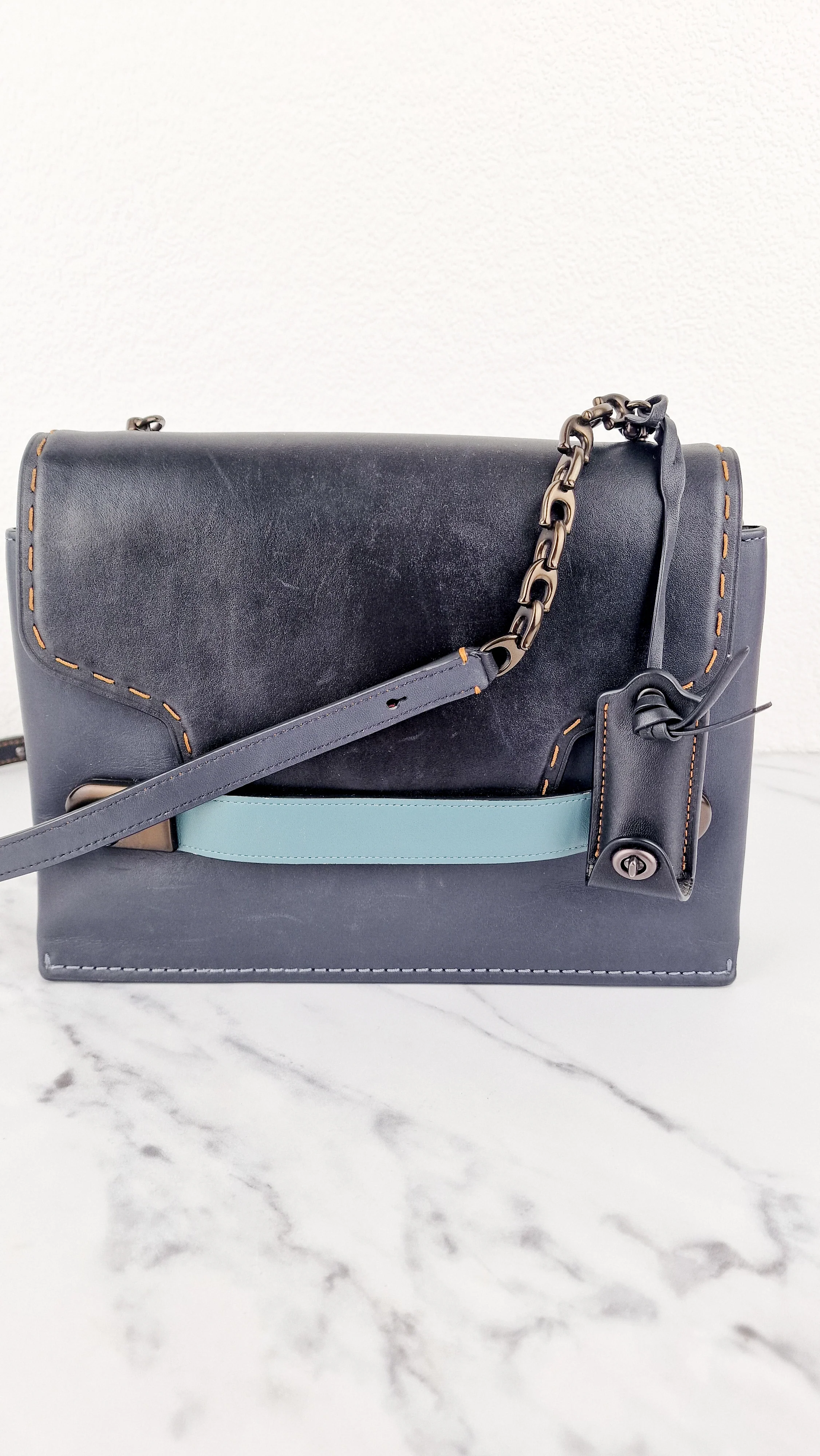 Coach 1941 Swagger Crossbody in Dark Blue Colorblock Smooth Leather - Coach 25833 - Image 3