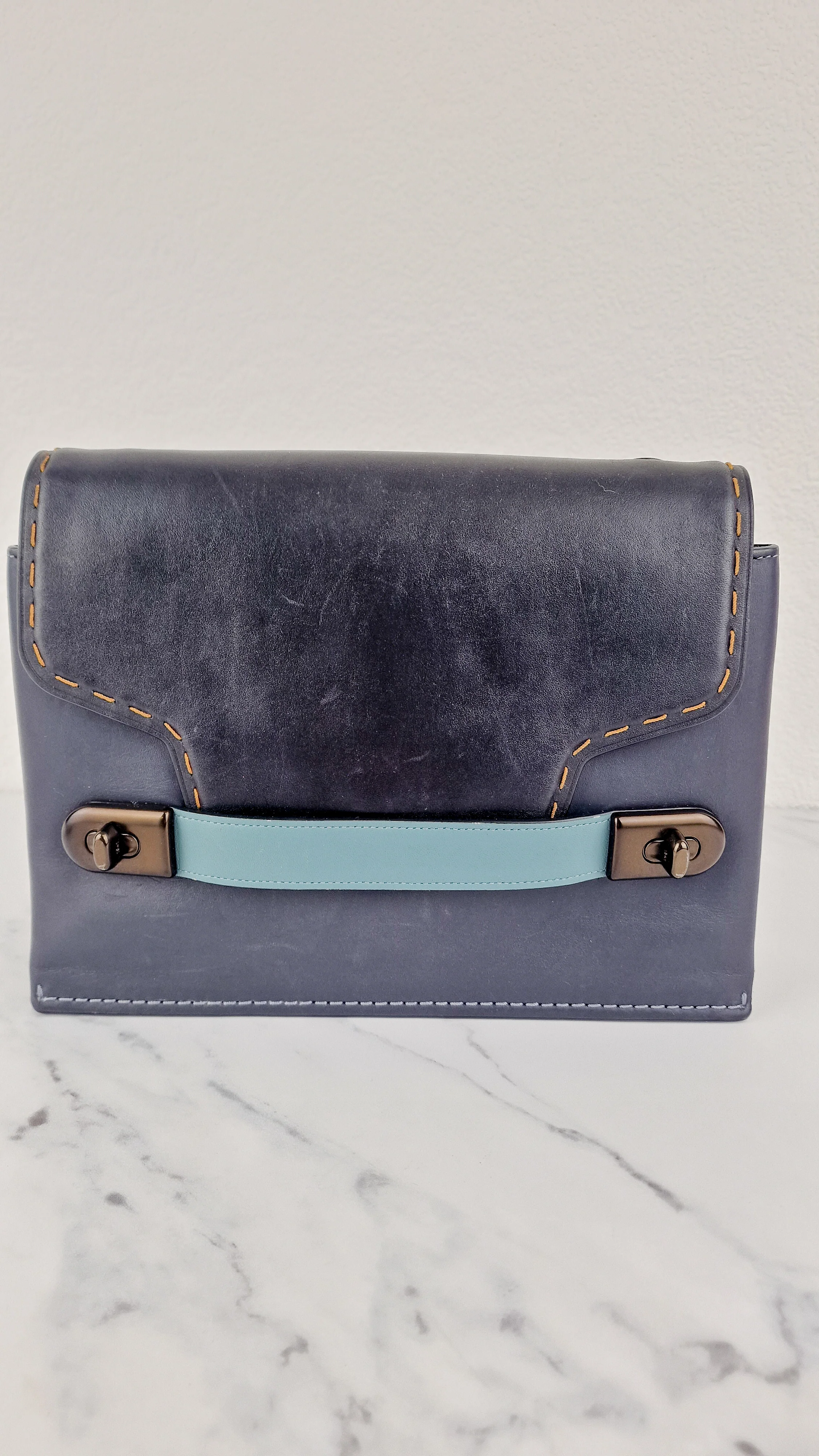 Coach 1941 Swagger Crossbody in Dark Blue Colorblock Smooth Leather - Coach 25833 - Image 4