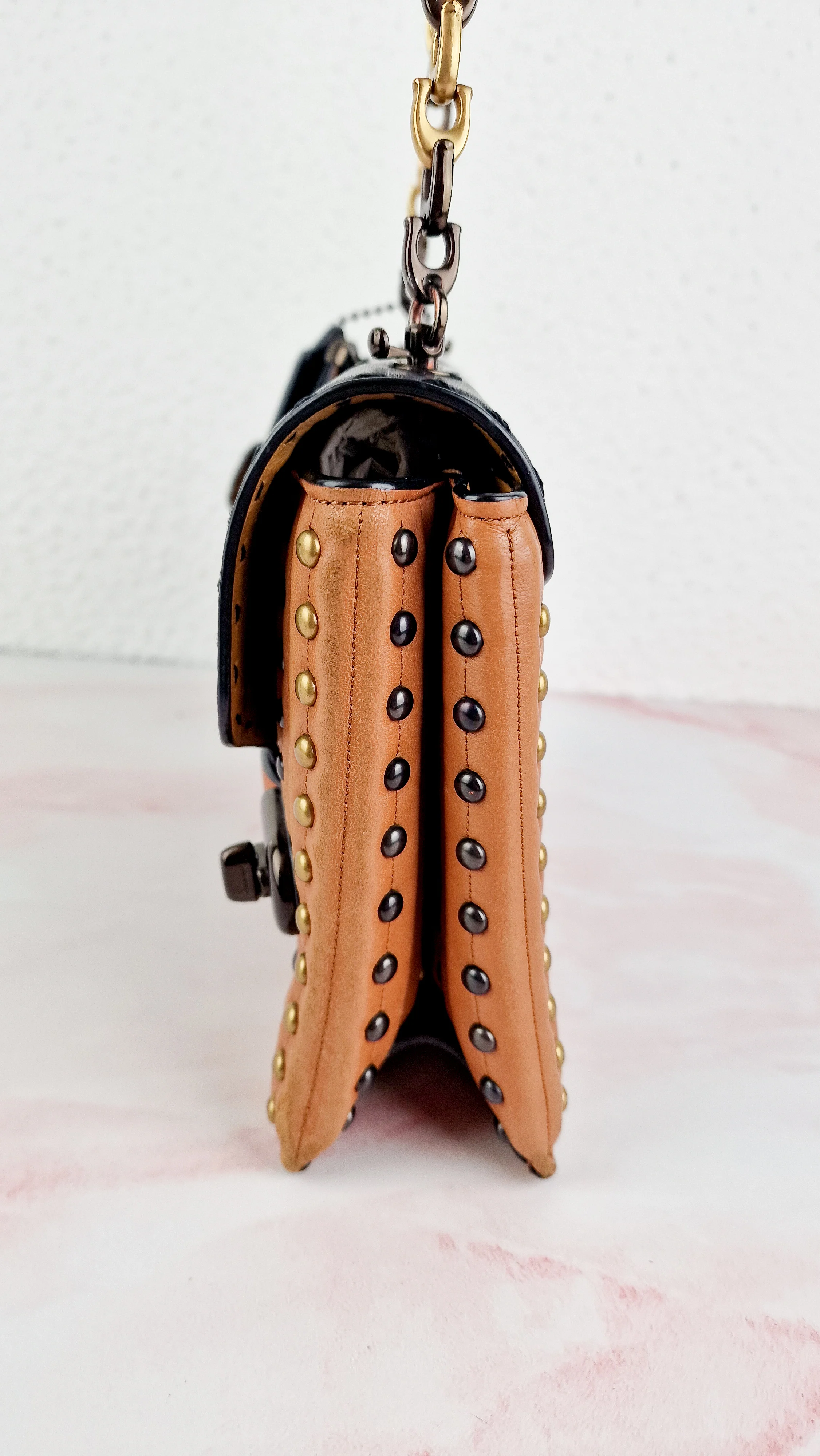 Coach 1941 Swagger With Quilting, Rivets & C Chain in Smooth Leather Mixed Metals - Coach 25491 - Image 8